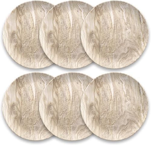 TarHong Plato llano de madera del desierto real, 10.5 pulgadas, planta (material de melamina a base de plantas mayoritarias), inastillable,