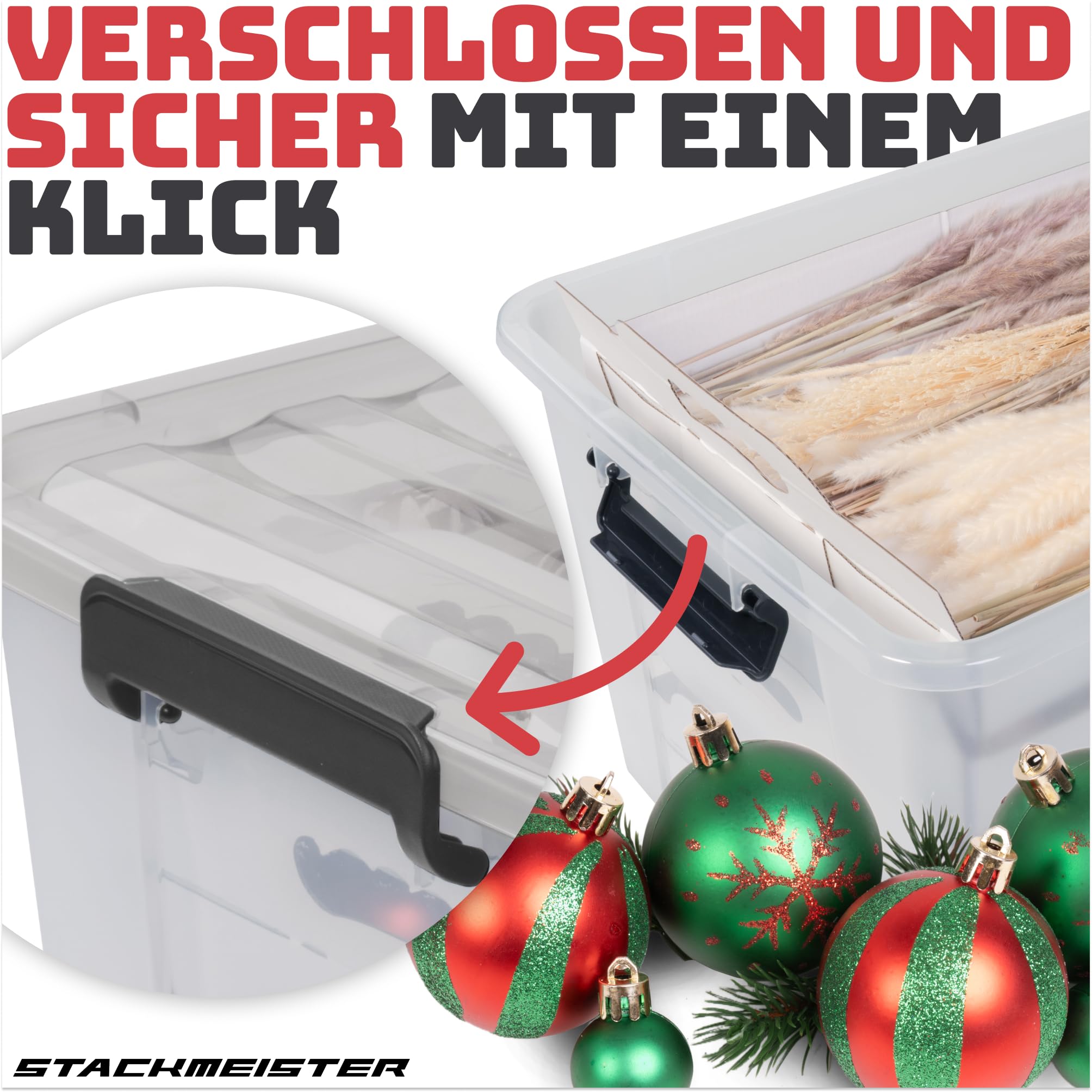 Aufbewahrungsbox Weihnachtskugeln I 61L I Sicherheit und Aufbewahrung für jede Christbaumkugel und die Weihnachtsdeko I Optimale Kiste bzw. Weihnachtskiste für Weihnachten I 2er Set