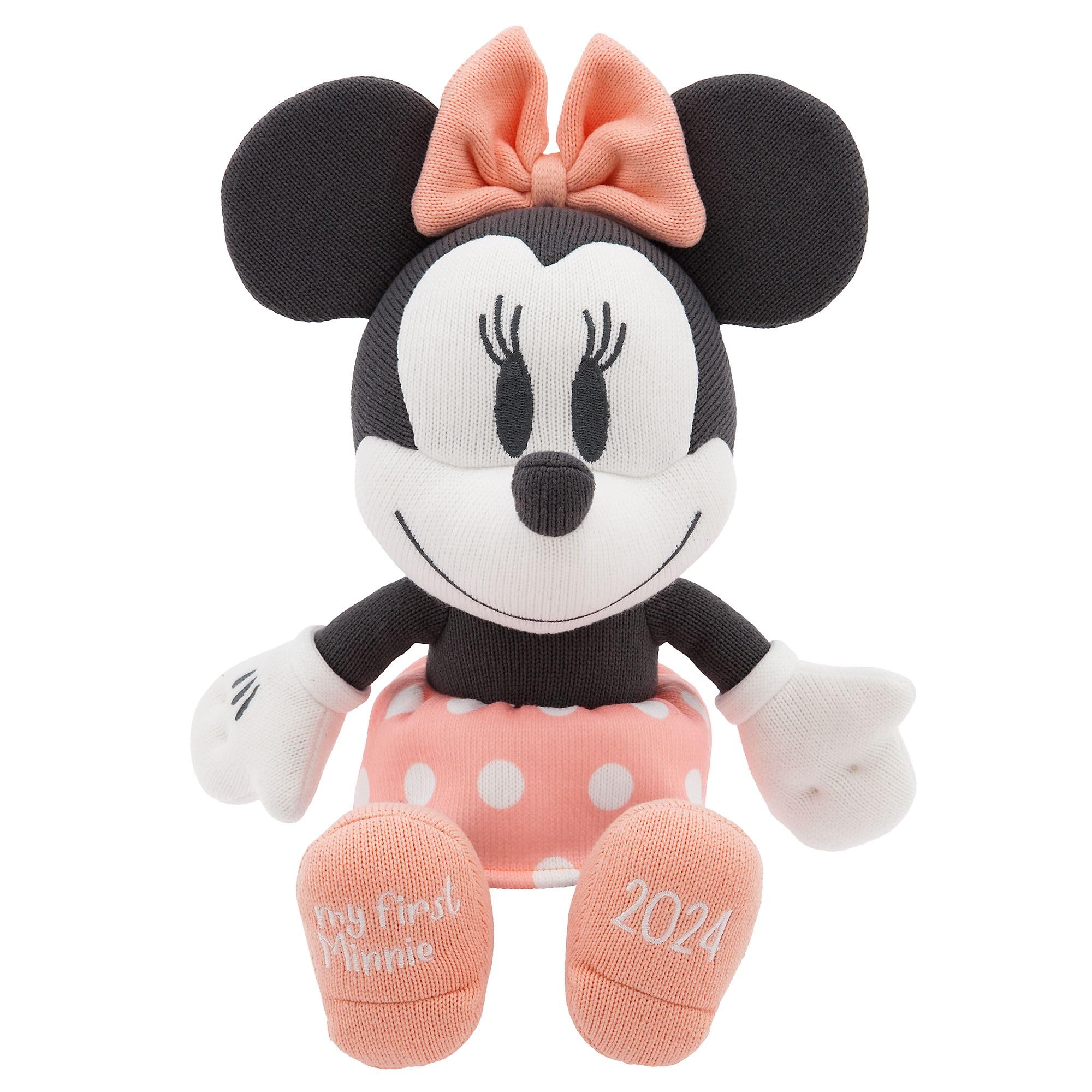 Disney Store Oficial Peluche Pequeño Bebé Minnie Mouse 2024, 33 cm, Animal de Peluche, Figura Super Suave y Cálida con Cobertura de Tejido Acanalado y Tonos Pastel, Apto Desde el Nacimiento