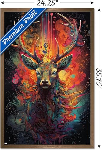 Miniatura 3 de Trends International Wumples - Póster de pared de ciervo cósmico, 22.37 x 34.00 pulgadas, versión enmarcada en bronce