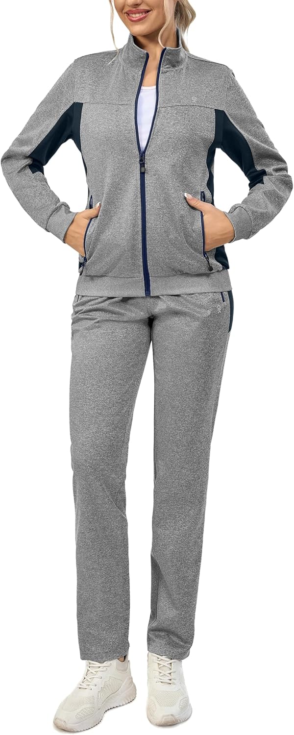 Little Donkey Andy Women's Tracksuit Set 2 Piece Sweatsuit Outfits Long Sleeve Zip Up Lounge Jogger Set with Zipper Pocket