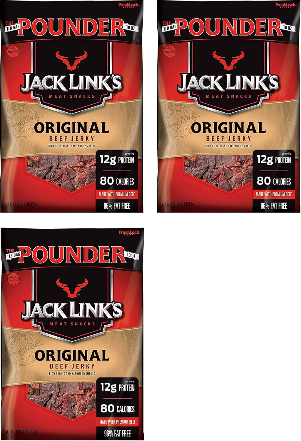 Jack Link's Original Beef Jerky, 16 Ounce (3 Pack)
