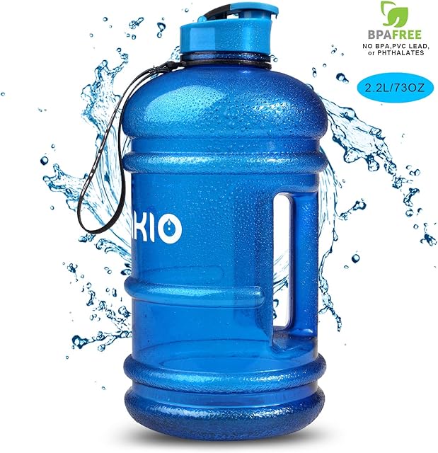 2.2 Litre Water Bottle | Sport Big Water Bottle | Safe & BPA Free | Durable & Extra Strong Gym Water Bottle | Large Half Gallon Water Jug, Ideal for Travel Camping Hiking (blue)