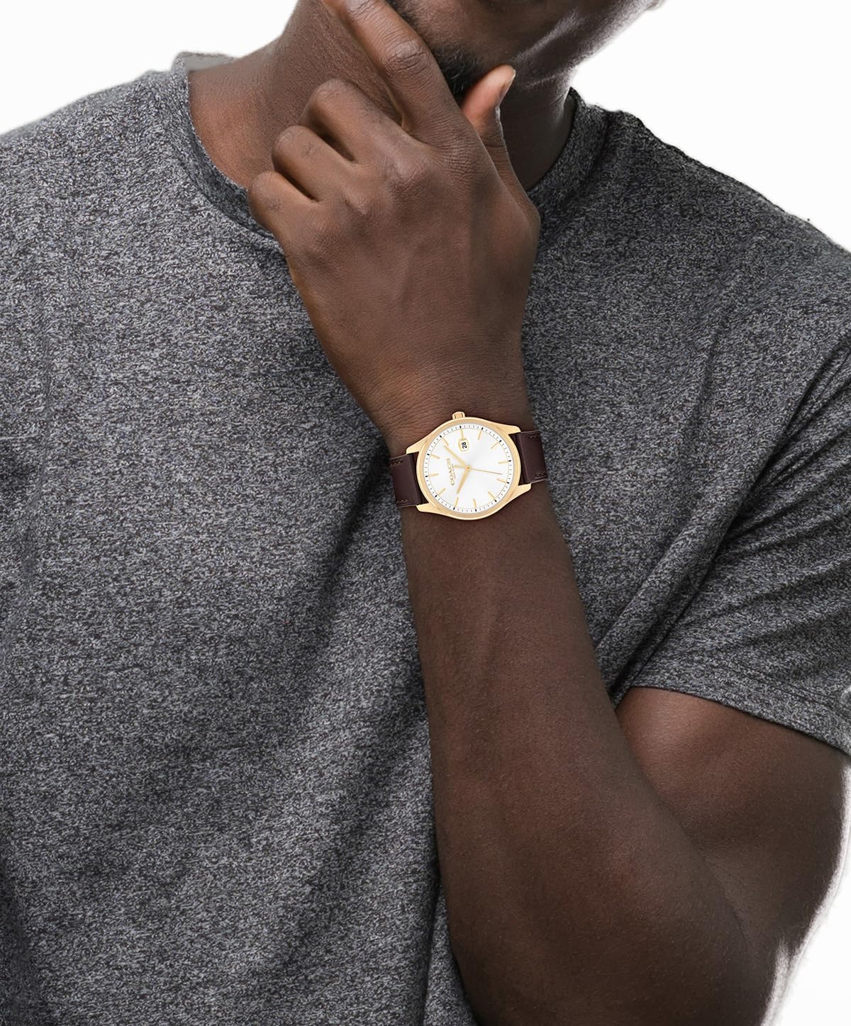 COACH Men's Oliver 3H Quartz Watch, 41mm Case Size, Genuine Leather Strap, Date Display, Classic for Every Day - Gift for Him - Image 4