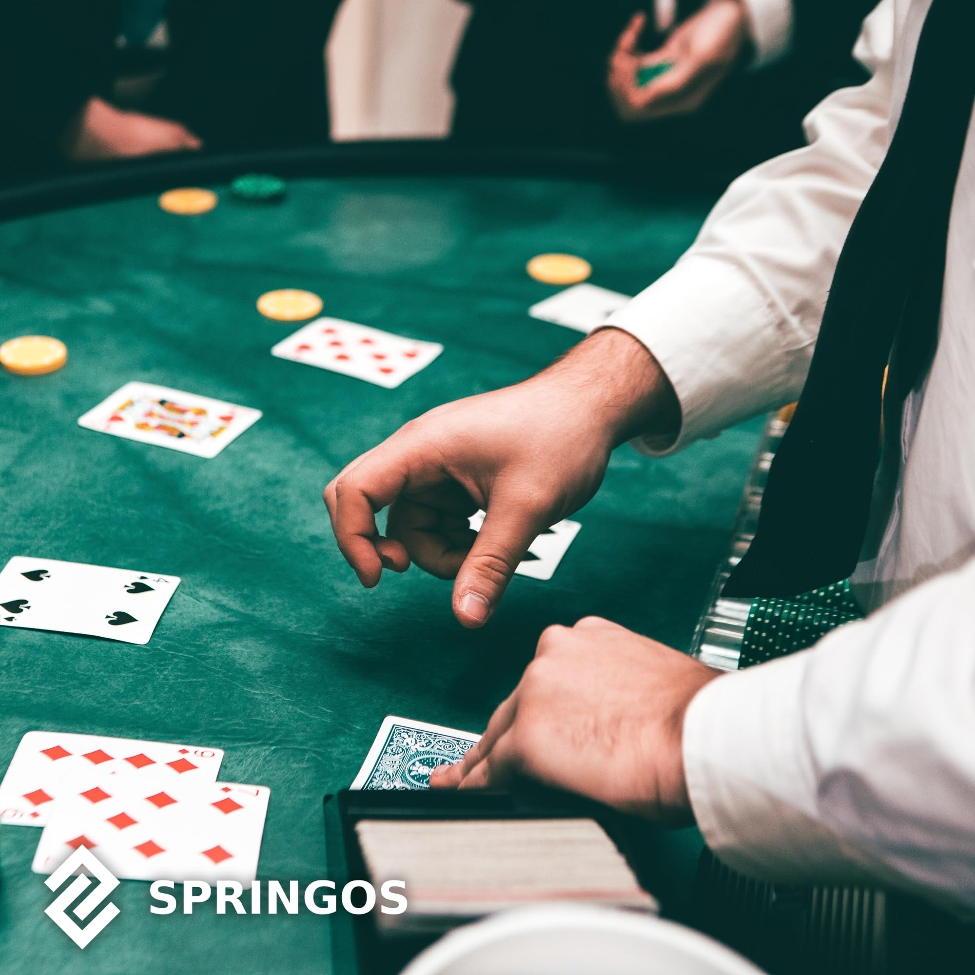 SPRINGOS Set de póker 500 fichas 2 barajas de cartas Juego de mesa 5 dados con maletín