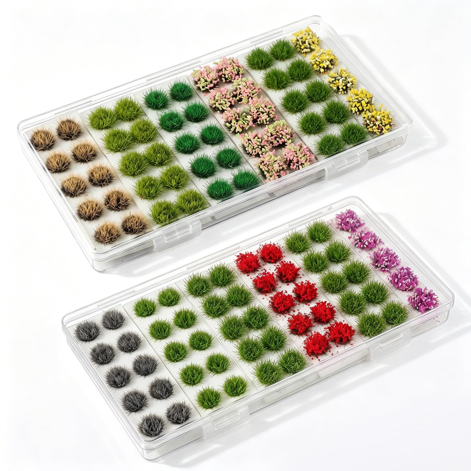 110Pcs Miniature Plants Set Colorful Flower Cluster Flower Mini Model Vegetation Groups Static Grass Tufts Miniature Fairy Garden Aritificial Plants for Train Landscape Scenery and Dioramas