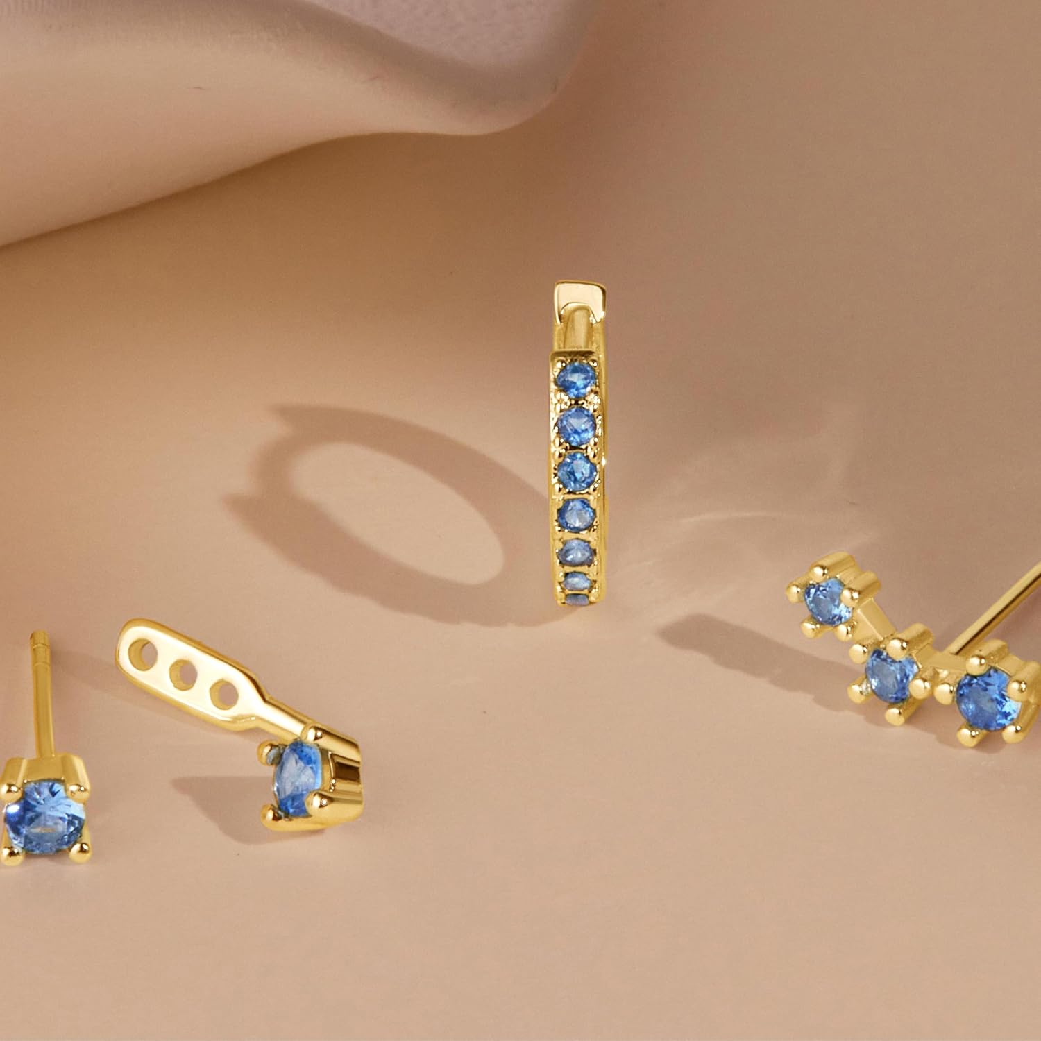 3 Pairs Dainty Small 4th of July Earrings for Women Trendy, Birthstone Stud Huggie Hoop Jacket Stack for Cartilage Helix, Gold Plated Hypoallergenic Cute Women Fashion Accessories Western Jewelry Gifts thumbnail