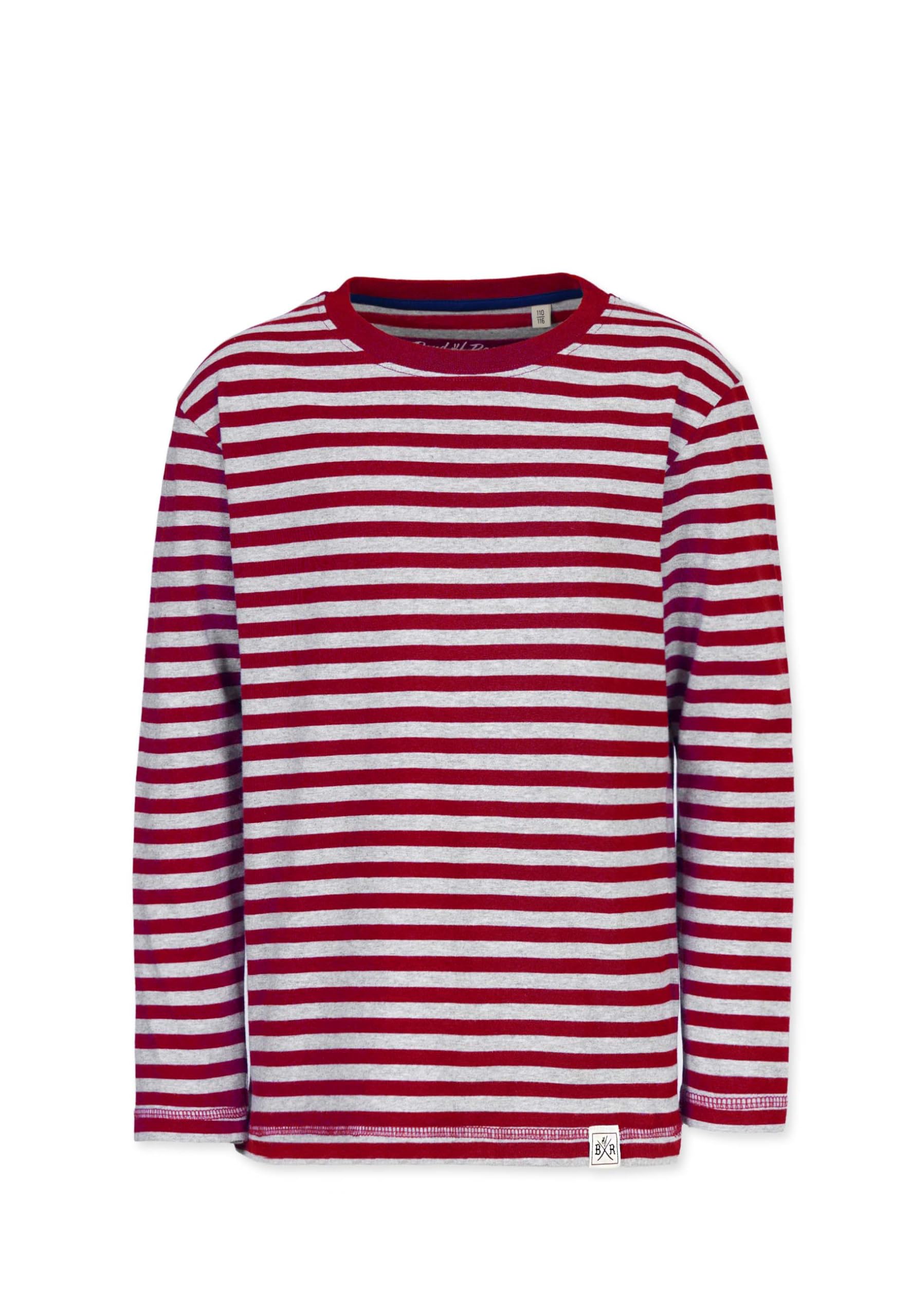 Band of Rascals Dziecięca Koszulka Długi Rękaw Stripe Organic Cotton, Brick-red, 122-128