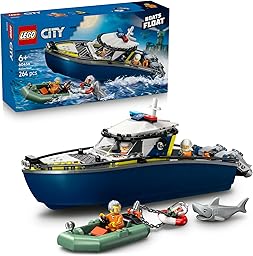 レゴ(LEGO) シティ ポリスボートチェイス おもちゃ 玩具 誕生日 プレゼント ブロック 知育 男の子 女の子 子供 6歳 7歳 8歳 9歳 パトカー 警察 乗り物 バイク 対戦 ロボット 60456
