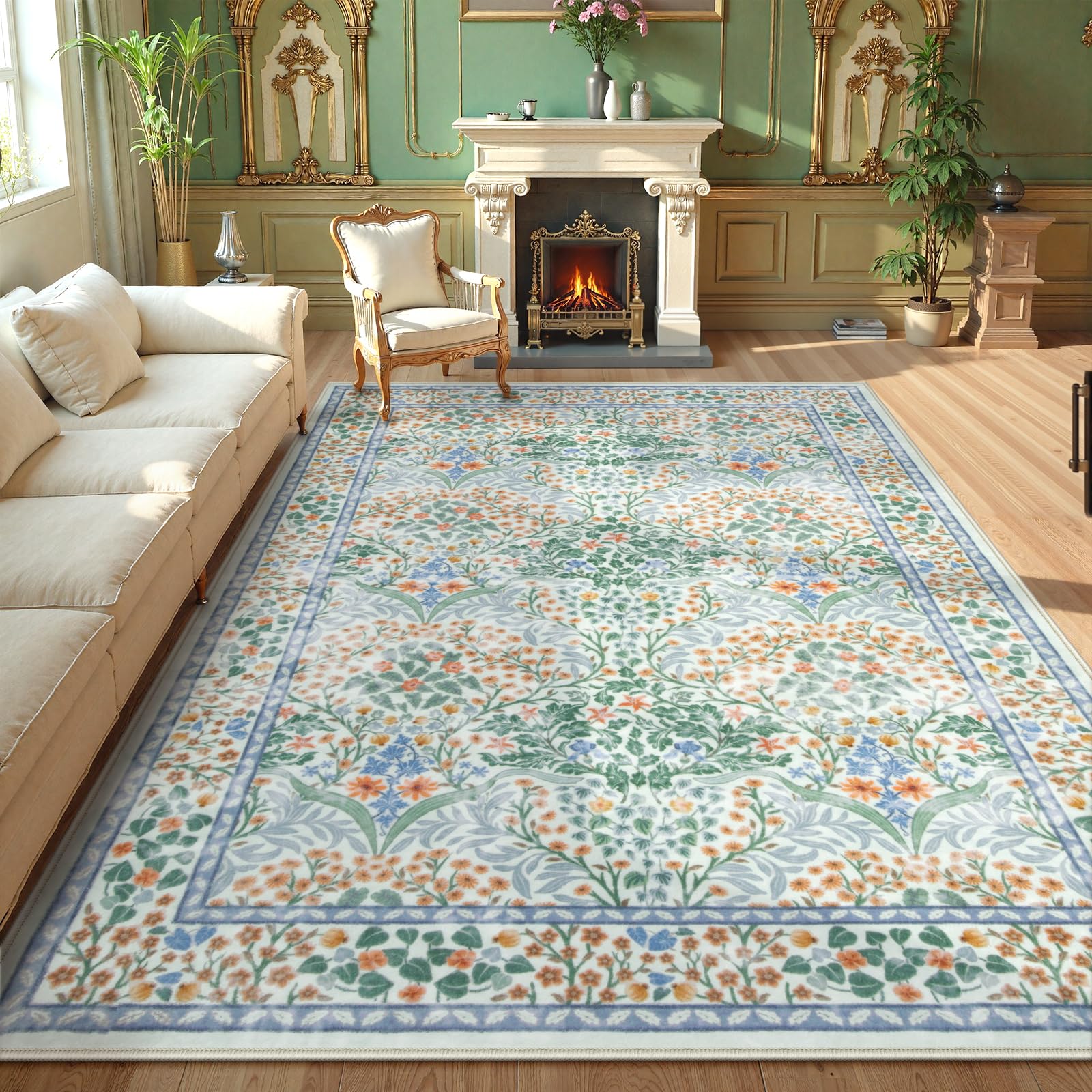 Photo 1 of Lahome Washable Rugs 8x10, Soft Green 8x10 Rugs for Living Room Bedroom