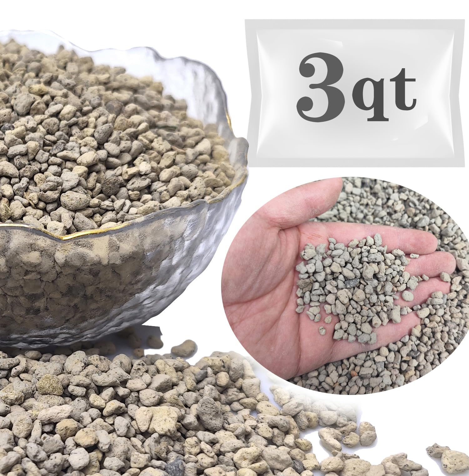 MDPQT Horticultural Pumice for Plants Professional Sifted (3 QT, 1/4 inch)