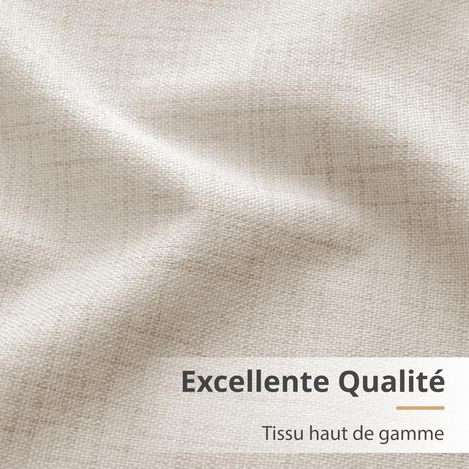 Rideaux occultants Opaques - Lot de 2 - L140 x H245 cm - avec 20 Clips - pour Chambre à Coucher & Salon - Design Lin, Blanc crème