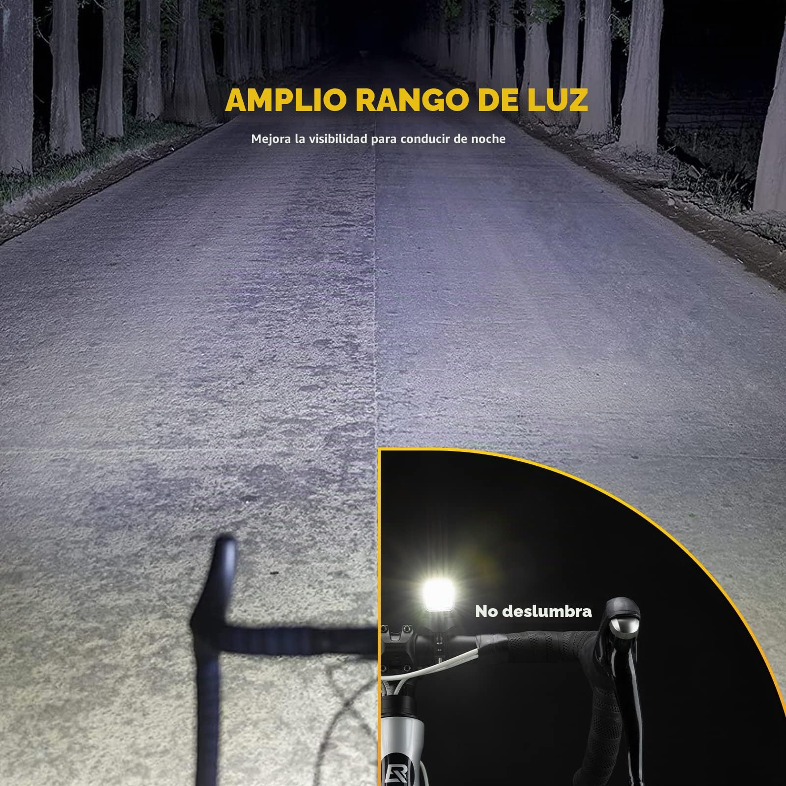 ROCKBROS Luz Delantera Bicicleta LED Recargable USB Brillo Potente, Faro IPX6 Impermeable con 5 Modos para Seguridad de Ciclismo de Montaña y Carretera 1500 Lúmenes