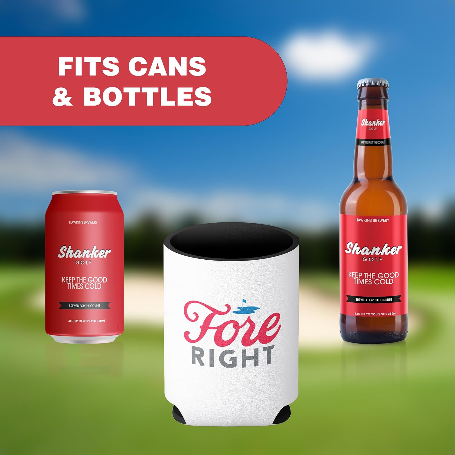 Shanker Golf Beer Can Cooler Set - Funny Can Coolers for Golf - Pack of 6 Neoprene Can Coolers - Fits Cans and Bottles - Great Funny Golf Tournament Gift for Golfers