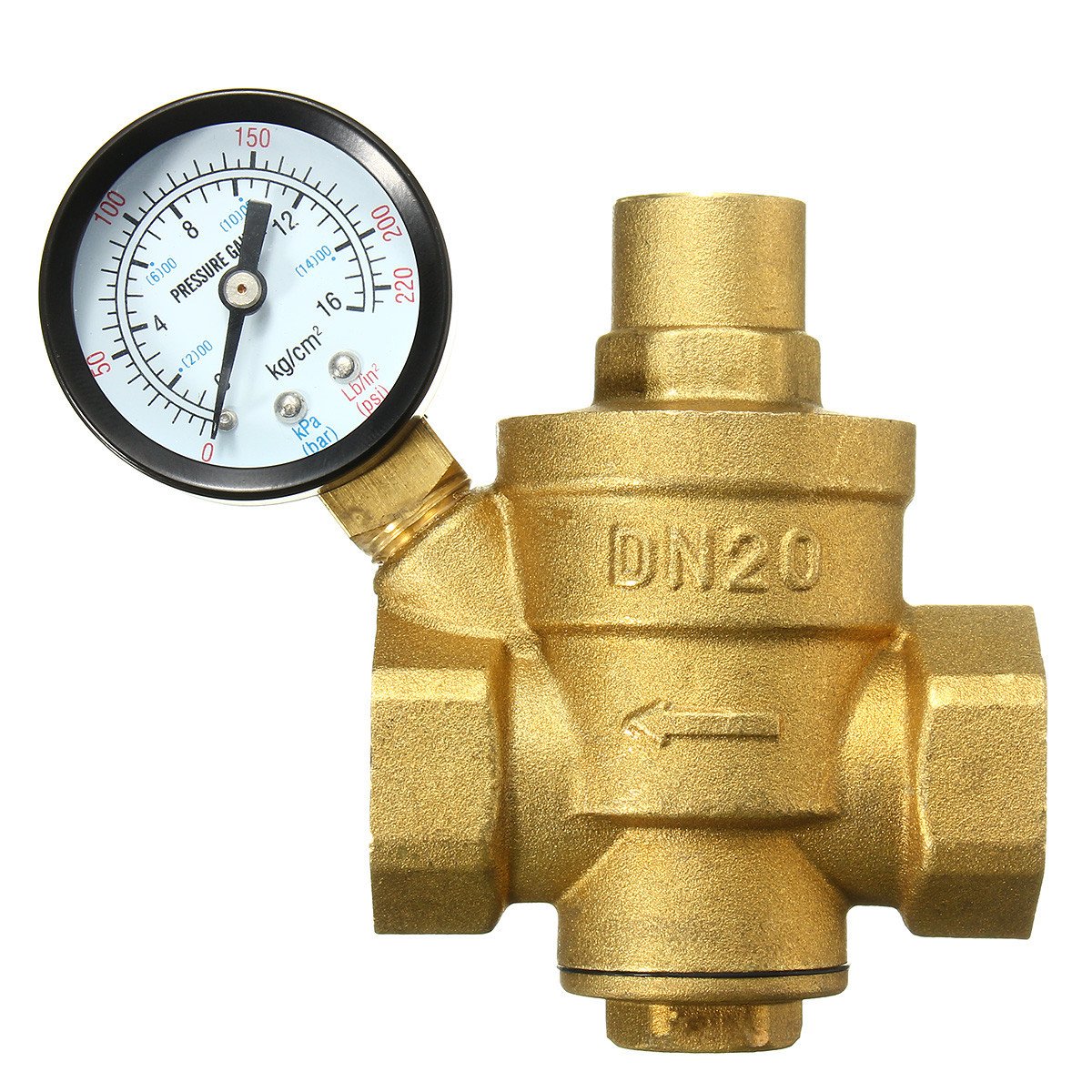 Werse Dn20 3/4 Zoll Bspp Messing Wasserdruckminderer Mit Manometer Flow Einstellbar