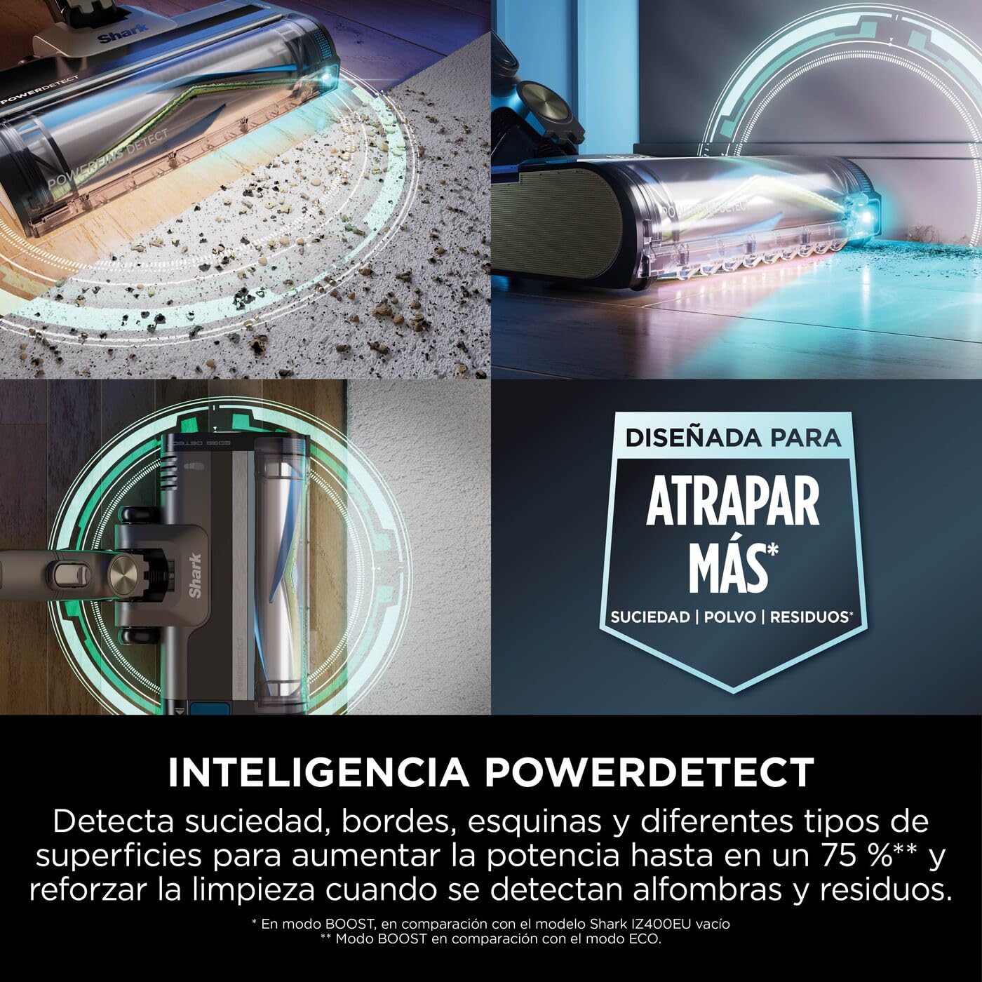 Shark PowerDetect Clean & Empty Aspiradora inalámbrica con PowerFins Detect y Reverse Clean, estación de 2 L, Anti Hair Wrap Plus, hasta 70 min, Accesorios para Pelo de Mascotas, Gris, IP3225EUT