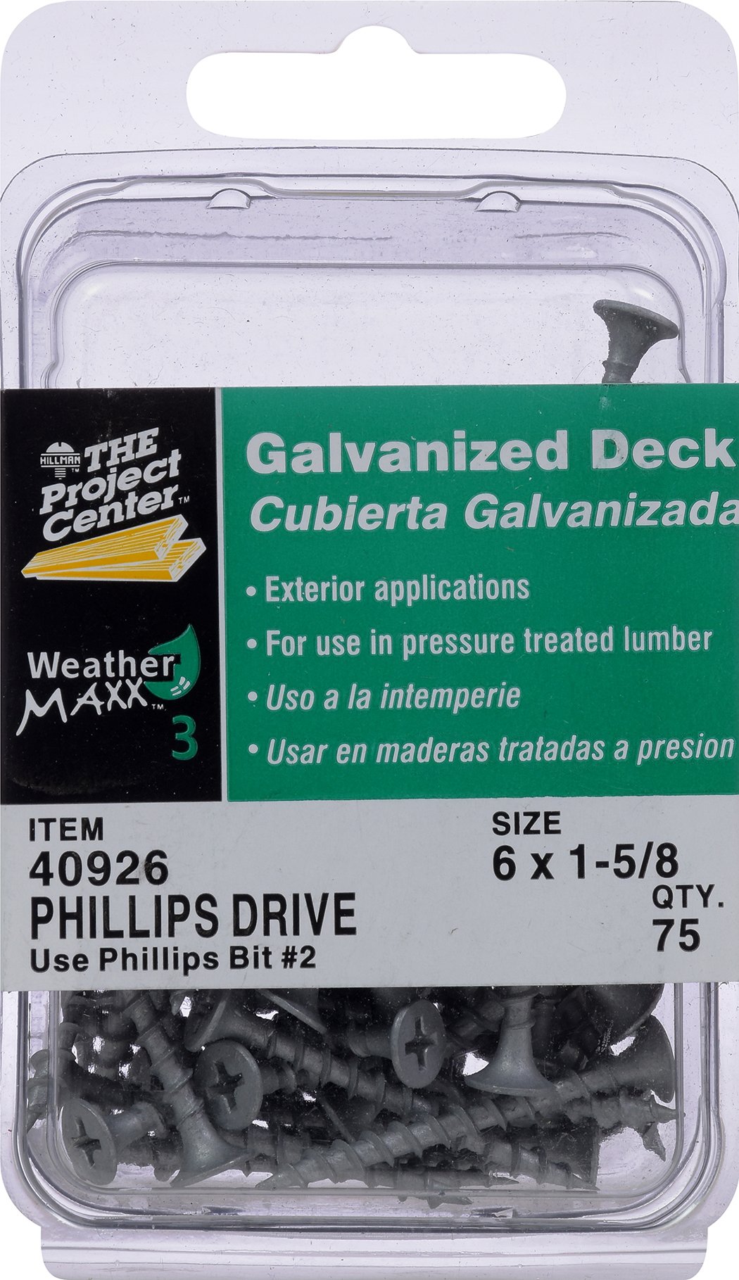 The Hillman Group 40926 Viti Per Deck Testa Svasata Phillips Zincate – 6 X 1-5/8 – 75 Pezzi