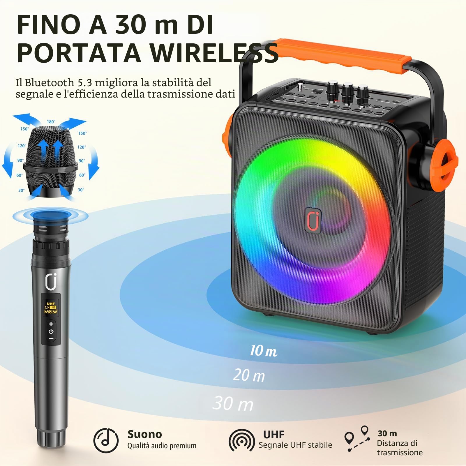JYX Karaoke con 2 Microfono Wireless per Adulti, 120W Altoparlante Karaoke Portatile Bluetooth 5.3, Sistema PA con Regolazione Eco, Supporta TWS/TF Card/USB/AUX/Live, Canta Tu Karaoke 2026