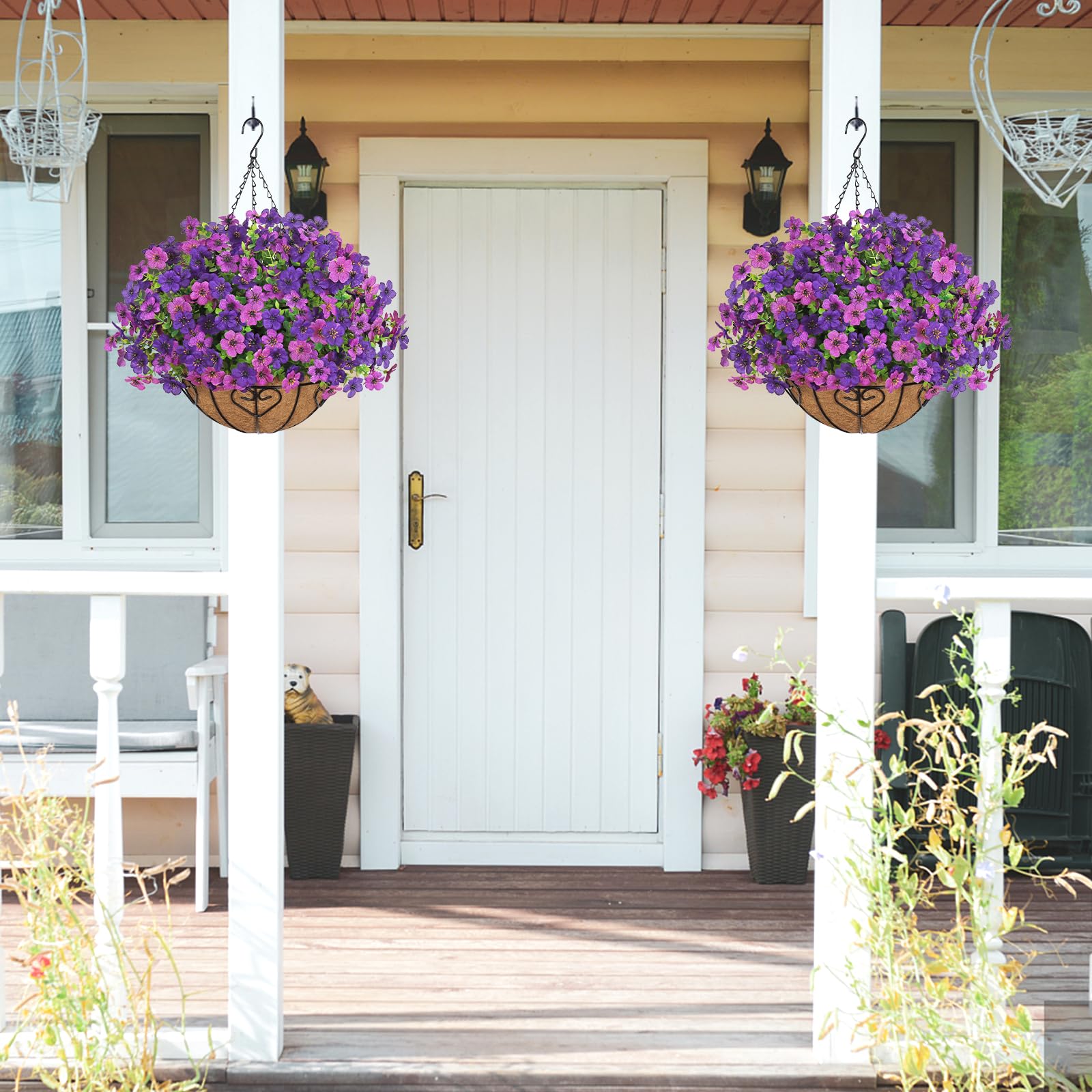 Weldomcor 2 Sets aus Seidenblumen, Blumenpflanzen, DIY, Kette, Hängekorb, Blumentopf, mehrfarbig, künstliche Blumen für Salon, Garten, Hochzeit, Terrasse, Veranda, Deck, Hof, Dekoration, 2 Farben