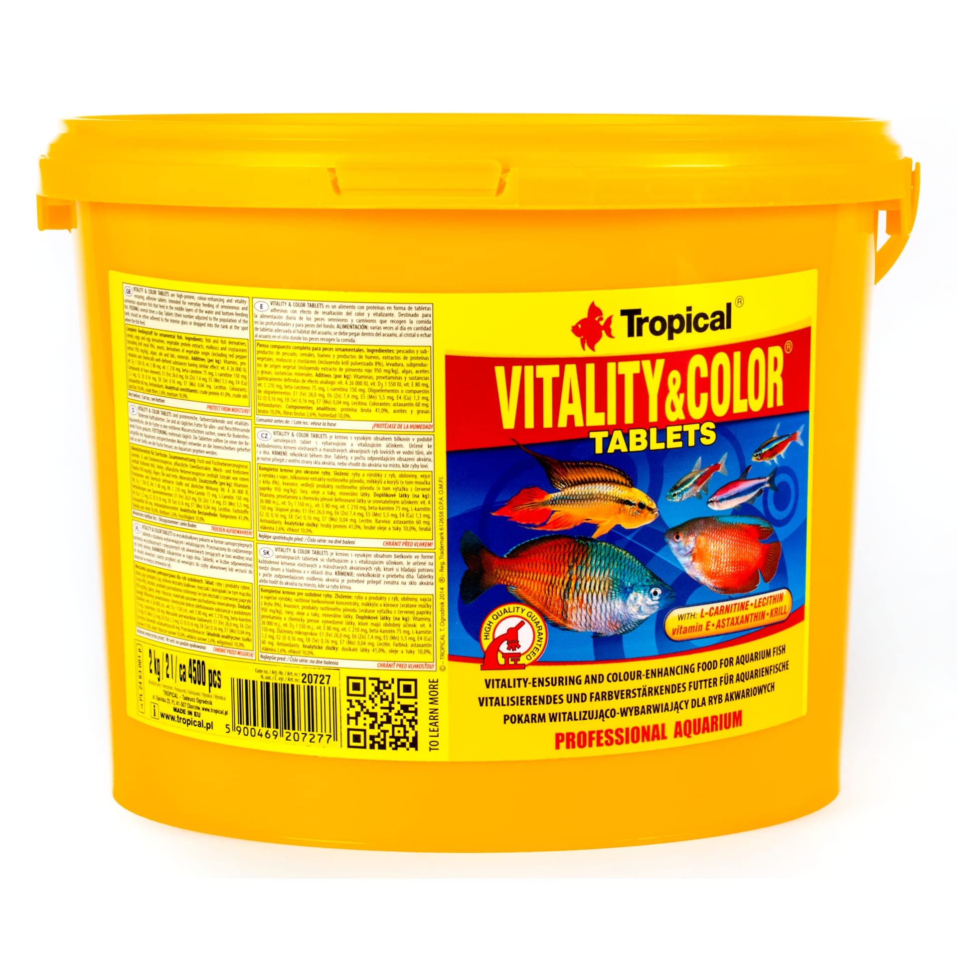 Wysokobiałkowy pokarm wybarwiający w postaci tabletek VITALITY&COLOR TABLETS A 2L / 2kg / 4500 szt.