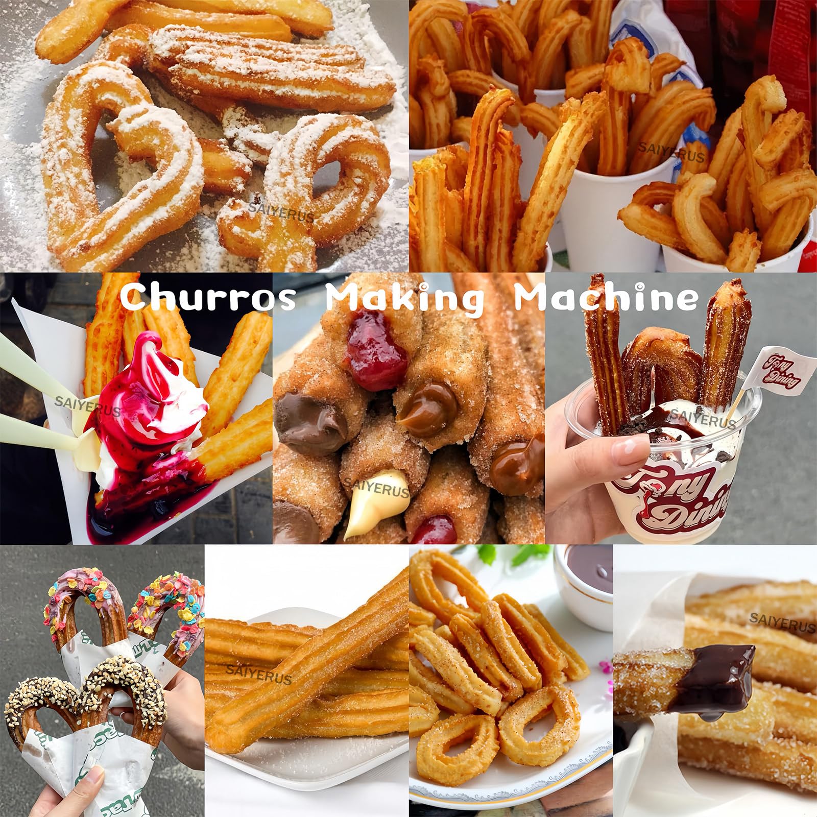 Máquina para Hacer Churros Verticales Españoles de 2 L y 3 L, Resistente, Manual, con 5 Boquillas, para Restaurantes y Panaderías, Equipo para Aperitivos,2L