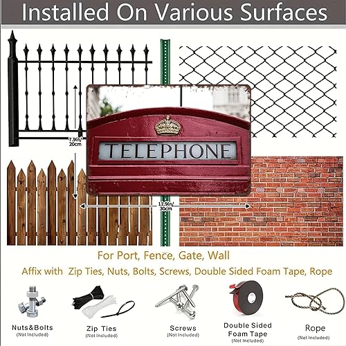Miniatura 3 de Letrero de metal con detalle de cabina telefónica roja, diseño de paisaje de ciudad, retro, para hombre, cueva, bar, garaje, habitación, calles,