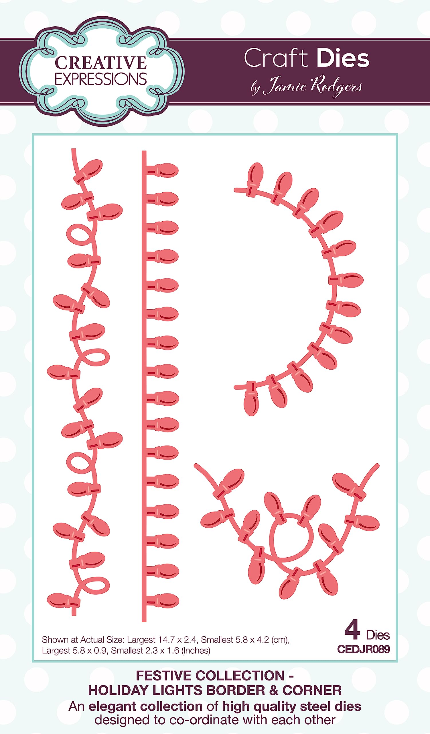 Creative Expressions Holiday Lights Borders Corner Die Set Christmas Card Making