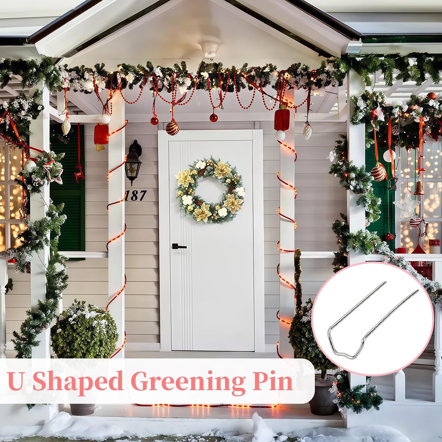 200 pcs Floral Pins,1.7 inch U Shaped Greening Pin with Storage Box