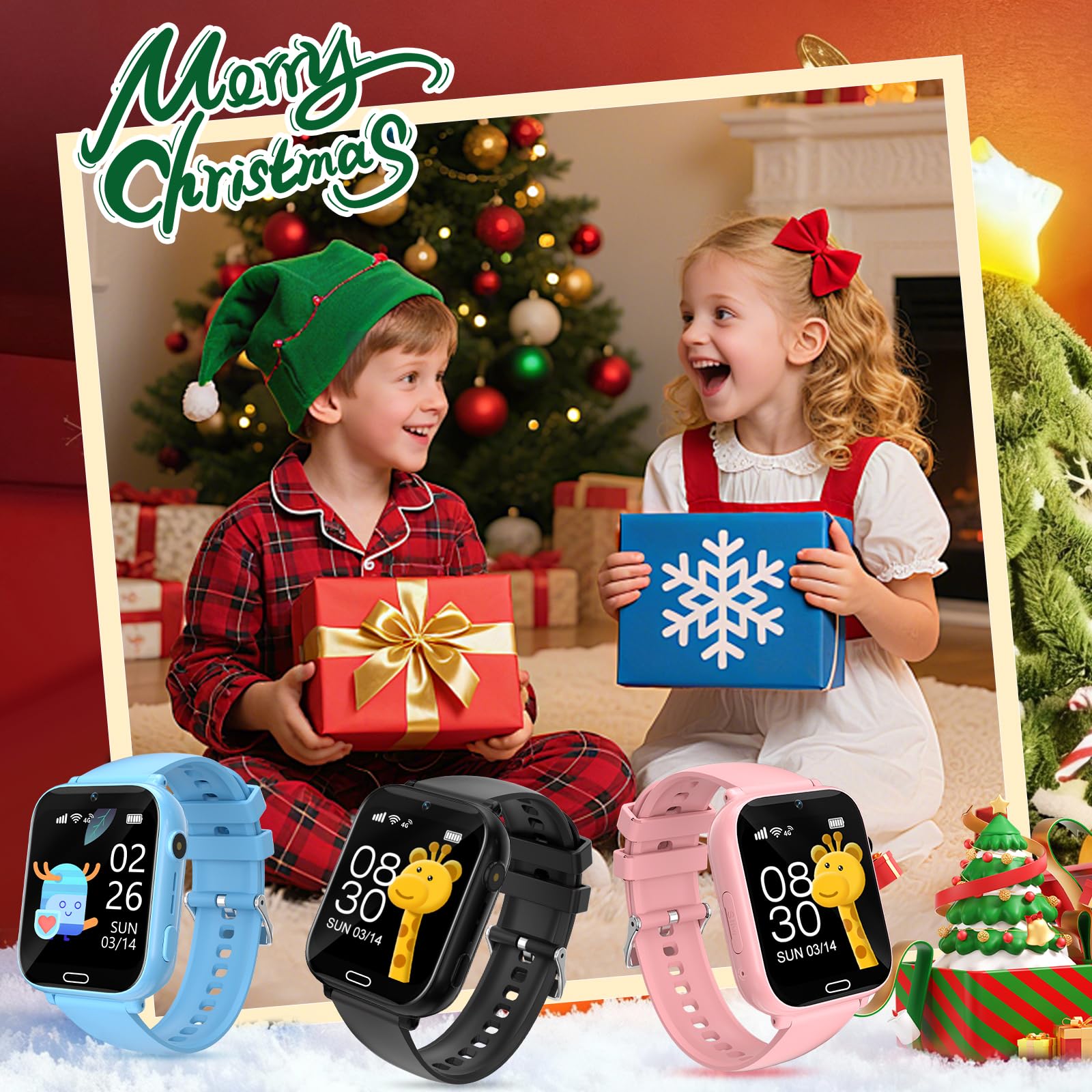 POFIBO Kids Smart Watch Boys Girls, 4G Kids GPS Tracker Watch with Phone, Video Calls, Voice Chat, SOS, Games, Alarm Clock, School Mode, Torch, Smart Watch for Boys Girls 4-16 Years — view 7