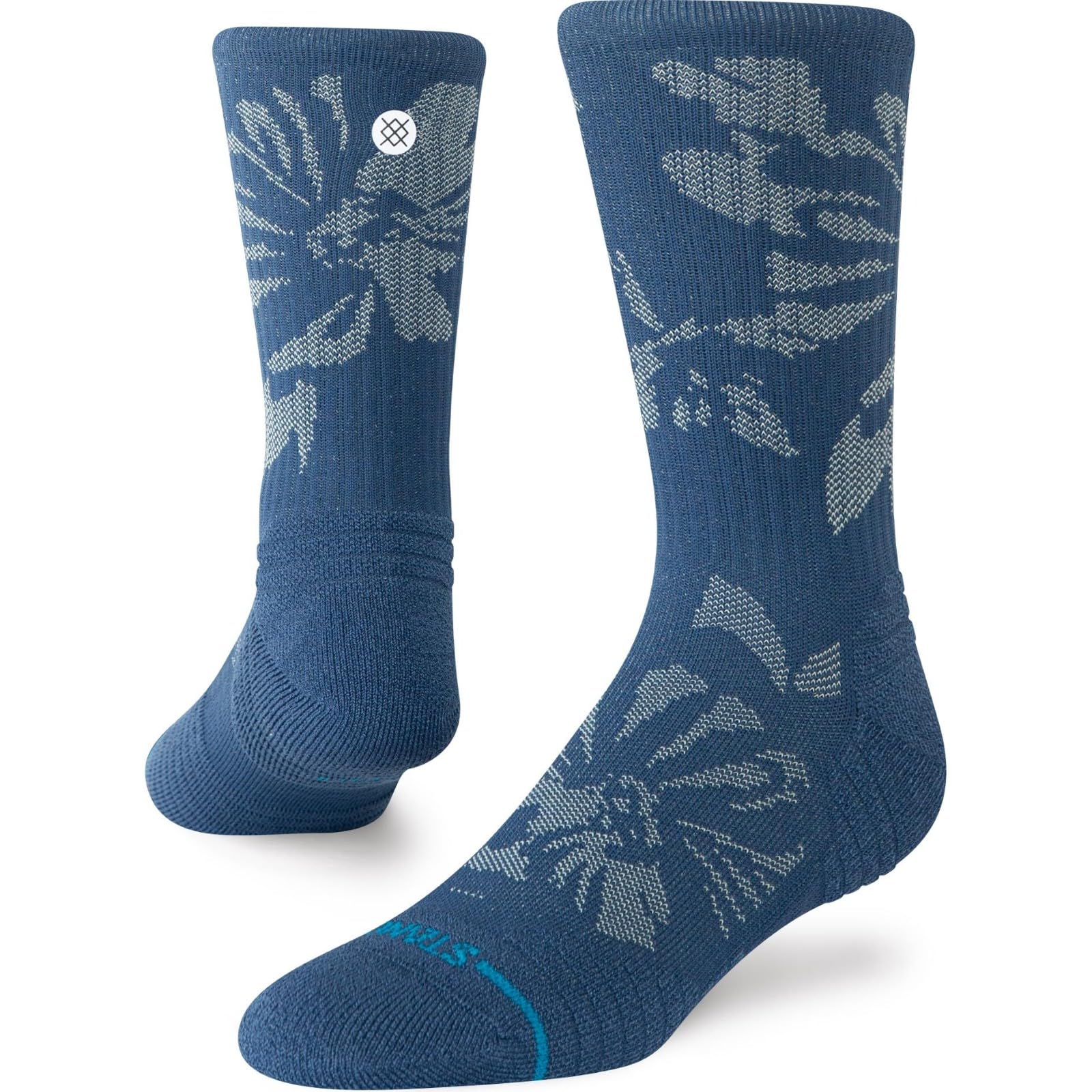 Stance Men's Deep Teal Flora Scan Mid Ribbed Crew Socks - M