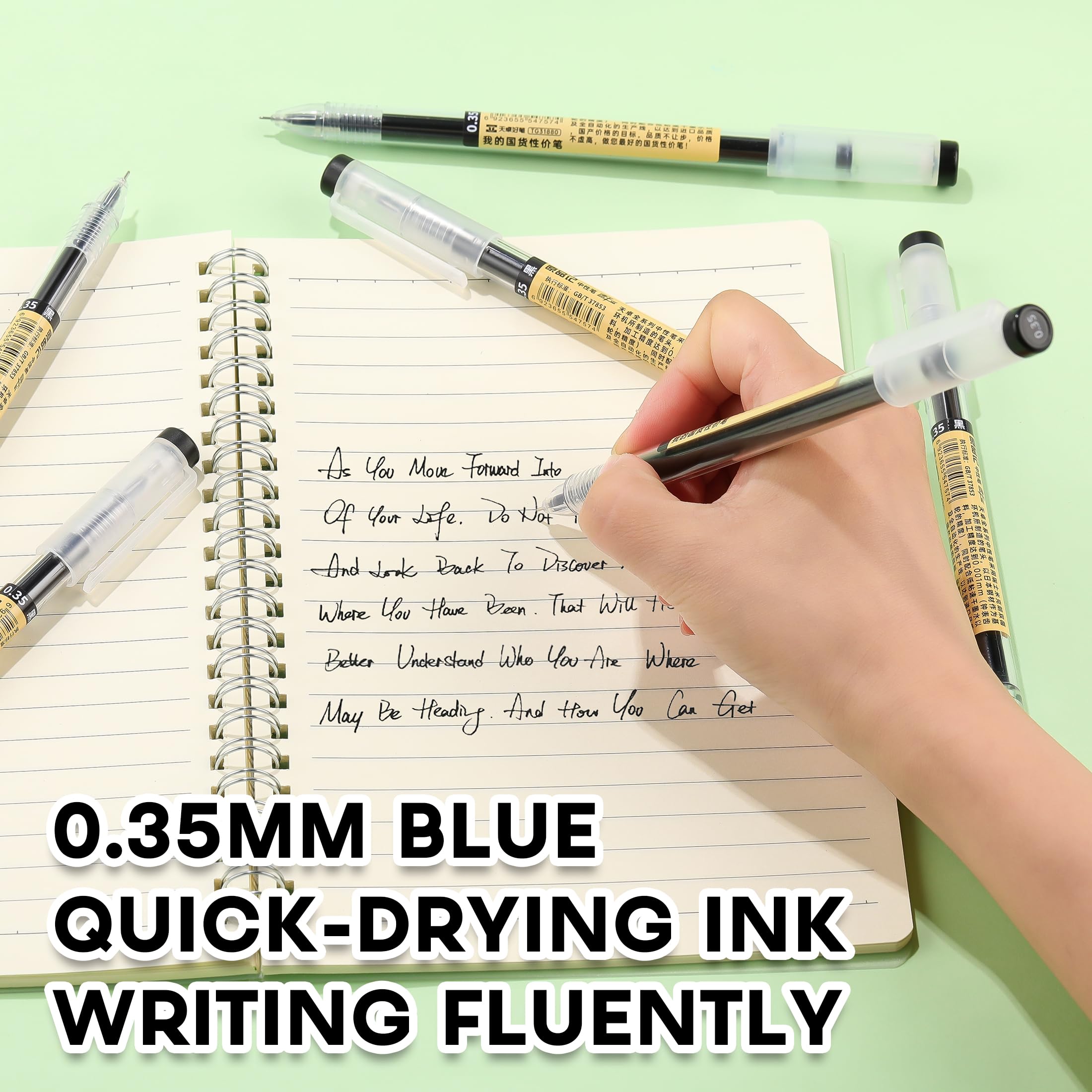 Bolígrafos de tinta de gel de estilo japonés de tinta líquida, bolígrafos de tinta de secado rápido de 0,35 mm, punta ultrafina, bolígrafo premium para oficina, escuela, suministros de