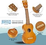 Mahalo Ukuleles Kahiko Series Soprano Learn 2 Play Ukulele Transparent Wood with Accessory Pack, Brown