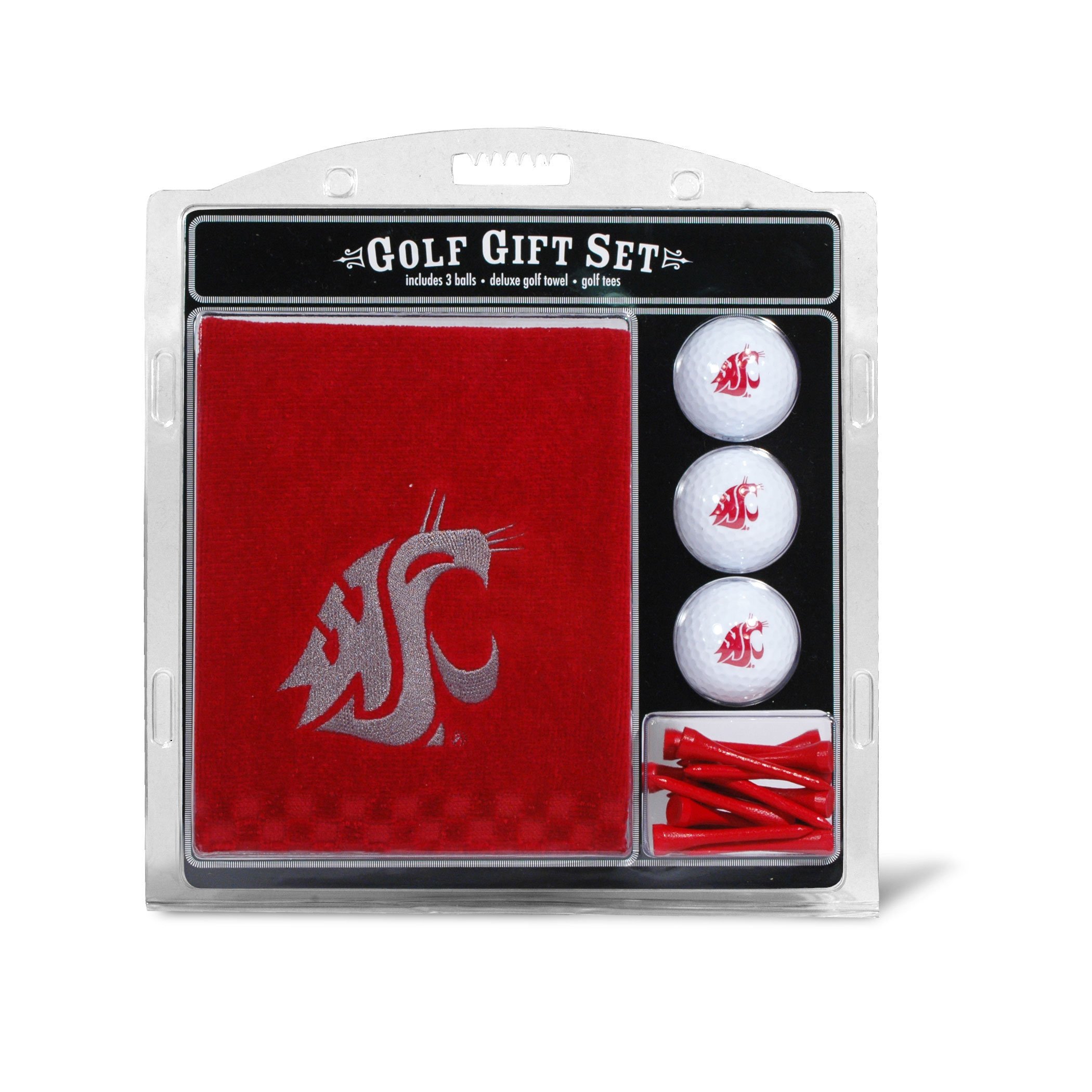 Team GolfNCAA Gift Set Embroidered Golf Towel, 3 Golf Balls, and 14 Golf Tees 2-3/4" Regulation, Tri-Fold Towel 16" x 22" & 100% Cotton