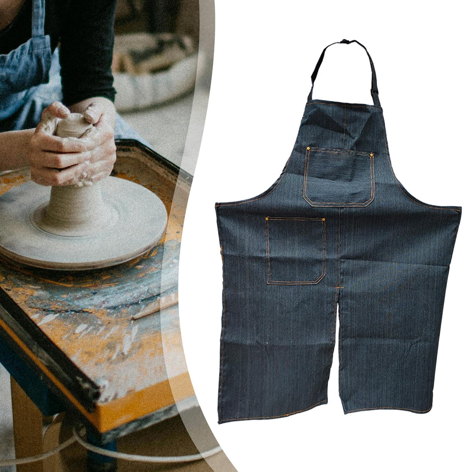 perfk Tablier de poterie multifonctionnel avec poches à outils, résistant à l'usure et ajustable, idéal pour les ateliers d'art, la céramique et
