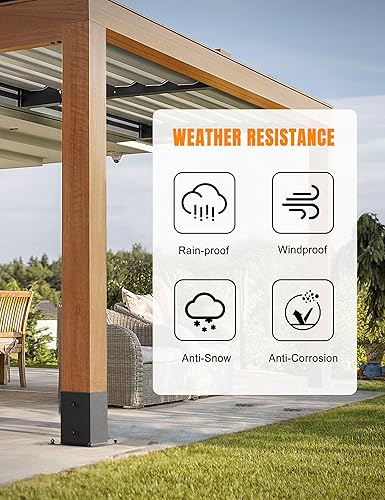 Miniatura 4 de ZEKOO Base de poste de valla de madera de 4 x 4, soporte de poste recubierto de energía negra, accesorios para pérgola para buzón, soportes de poste