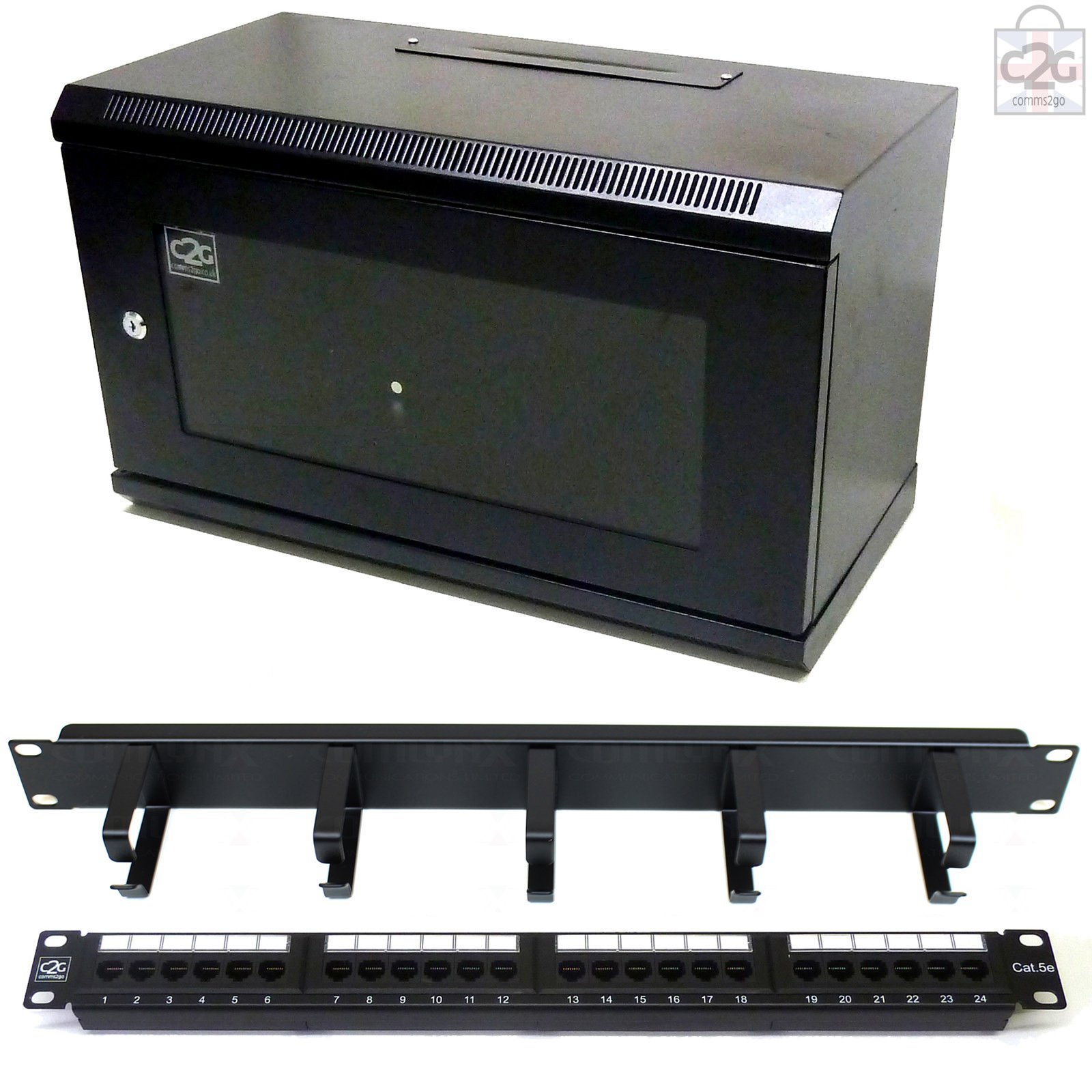 Comms2GoNetwork Wardrobe, 24 Ports, Cat. 5, Ring of Orden Front)