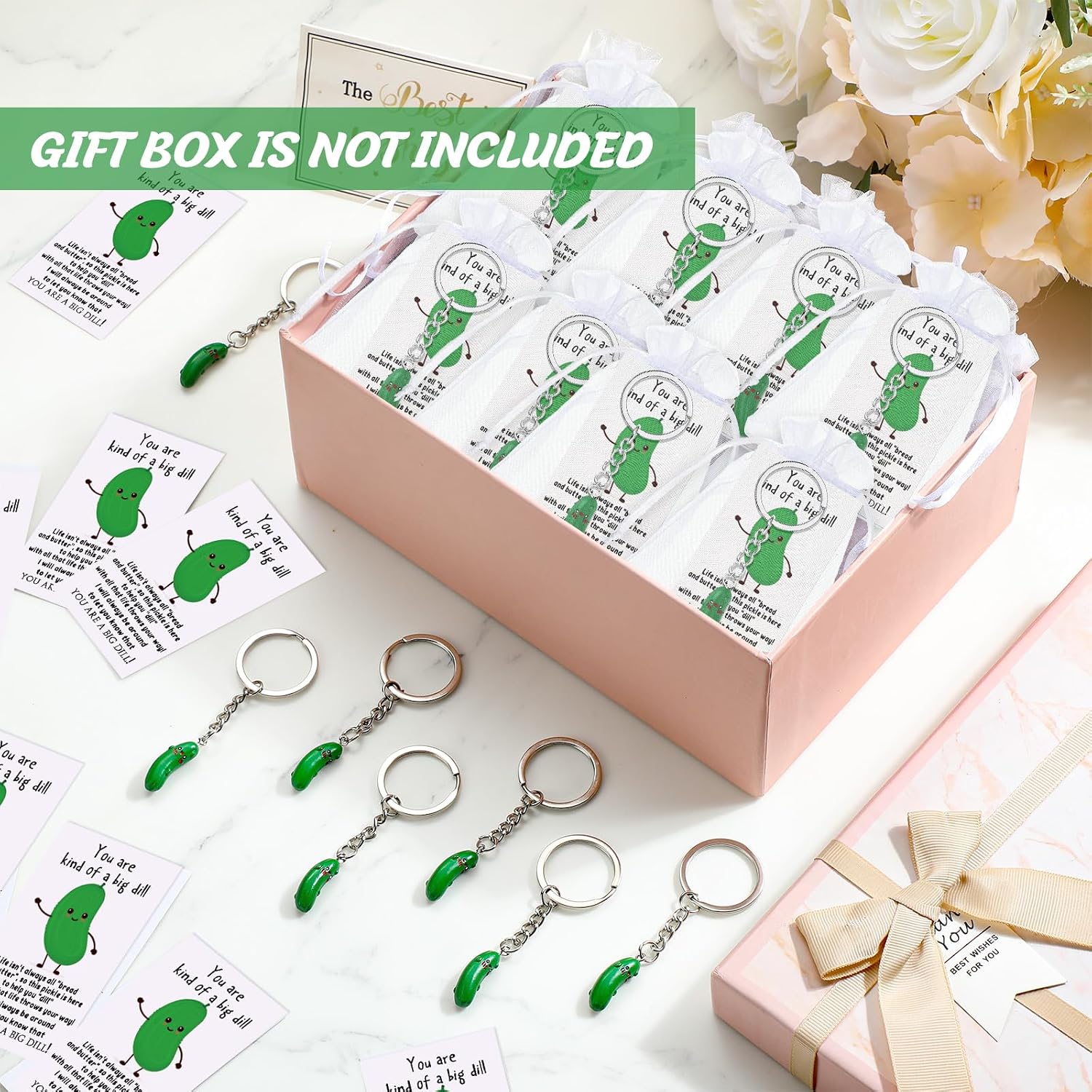 RoundFunny Employee Funny Gifts Pickle inspirational Keychains Bulk Gifts for Staff Women Coworkers Appreciation Fun Pickle