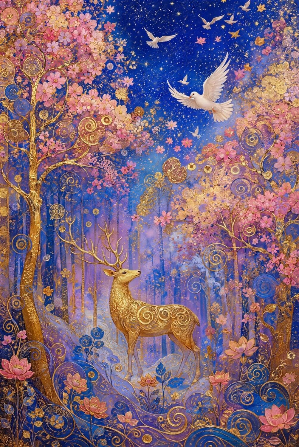 AxiangziK DIY Cross Stitch Kit Bosque de cuento de hadas 11CT 80x100cm