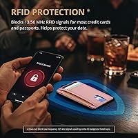 Vista 162 de Buffway - Billetera delgada minimalista de cuero con protección RFID para hombre y mujer Café Lichee