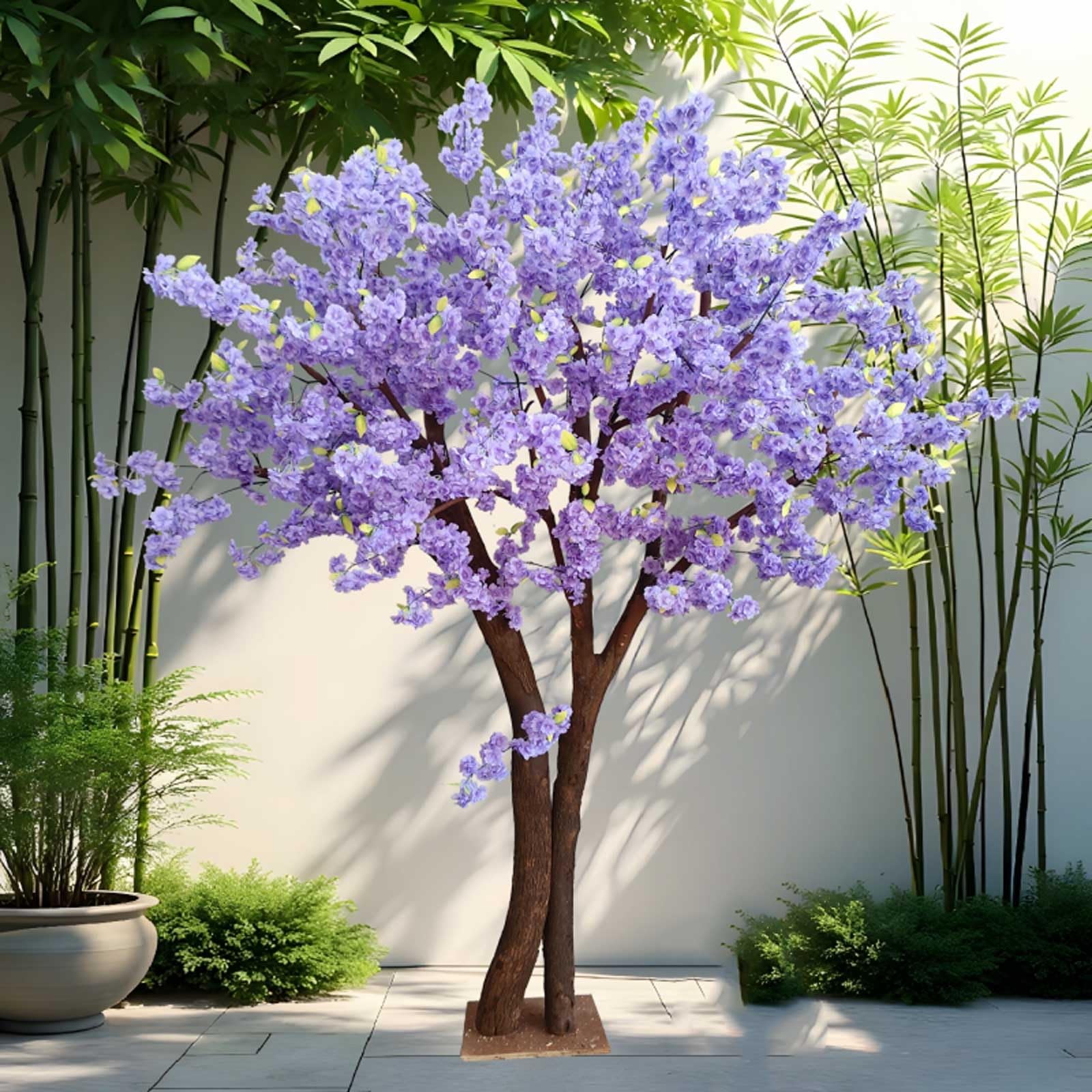 KIBONCY Blue-Purple Artificial Cherry Blossom Trees for Shopping Mall Indoor and Outdoor Wedding Floral Decor(5x4m)