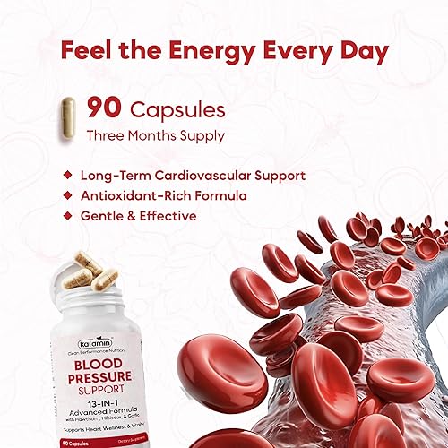 Miniatura 7 de Suplemento de apoyo para la presión arterial, suplementos de apoyo a la circulación y salud cardíaca, fórmula 13 en 1 con suplementos de bayas de