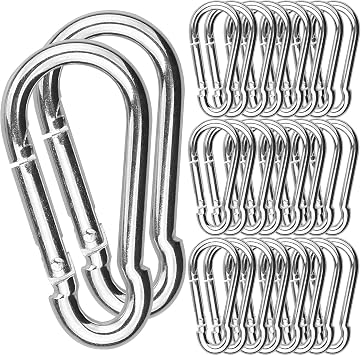 AKOLAFE 30Pack Spring Snap Hook, 2-3/8Inch Zinc-Galvanized Steel Carabiner Clips, 260lbs Load Capacity Keychain Quick Links, Quick Carabiner Clips for Dog Leash, Backpack, Hammocks, Camping and Swing