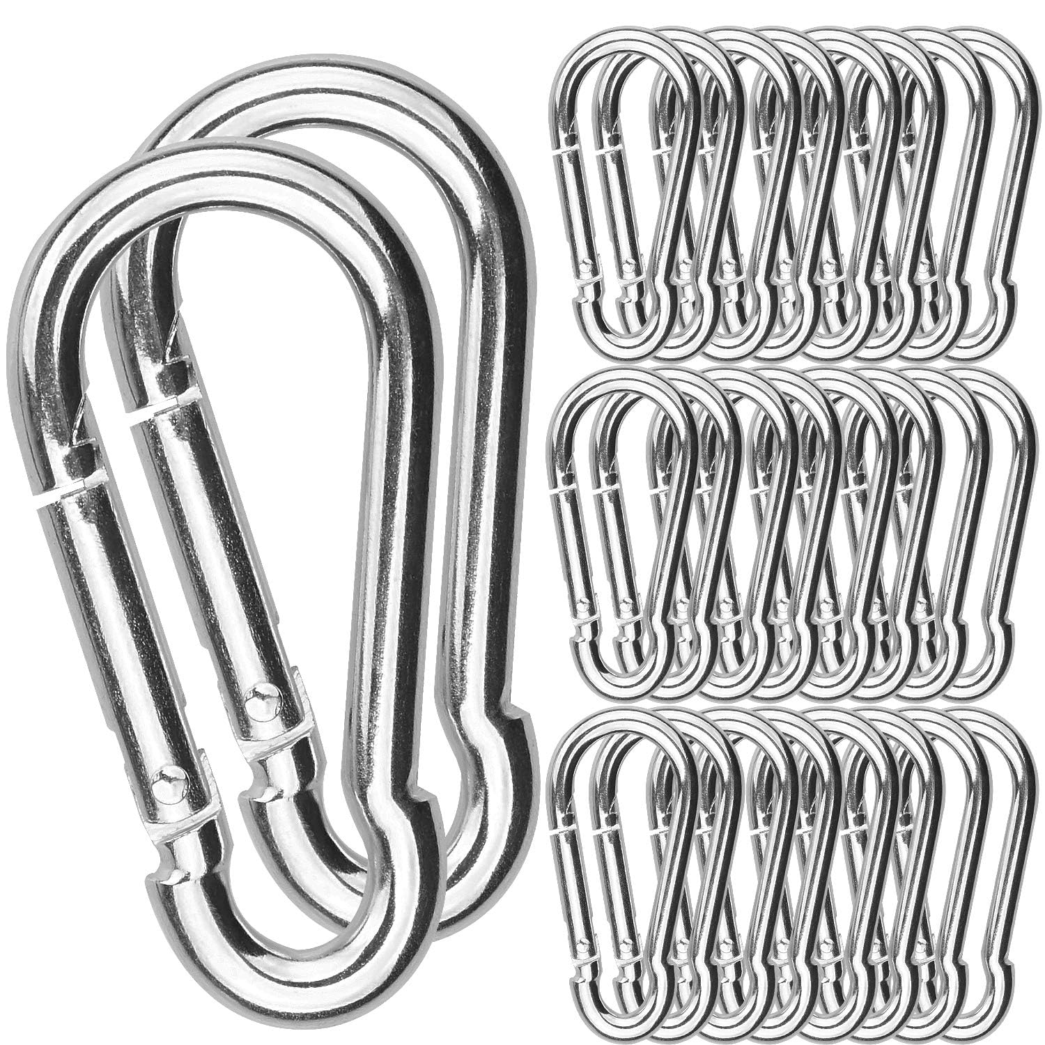 AKOLAFE 30Pack Spring Snap Hook, 2-3/8Inch Zinc-Galvanized Steel Carabiner Clips, 260lbs Load Capacity Keychain Quick Links, Quick Carabiner Clips for