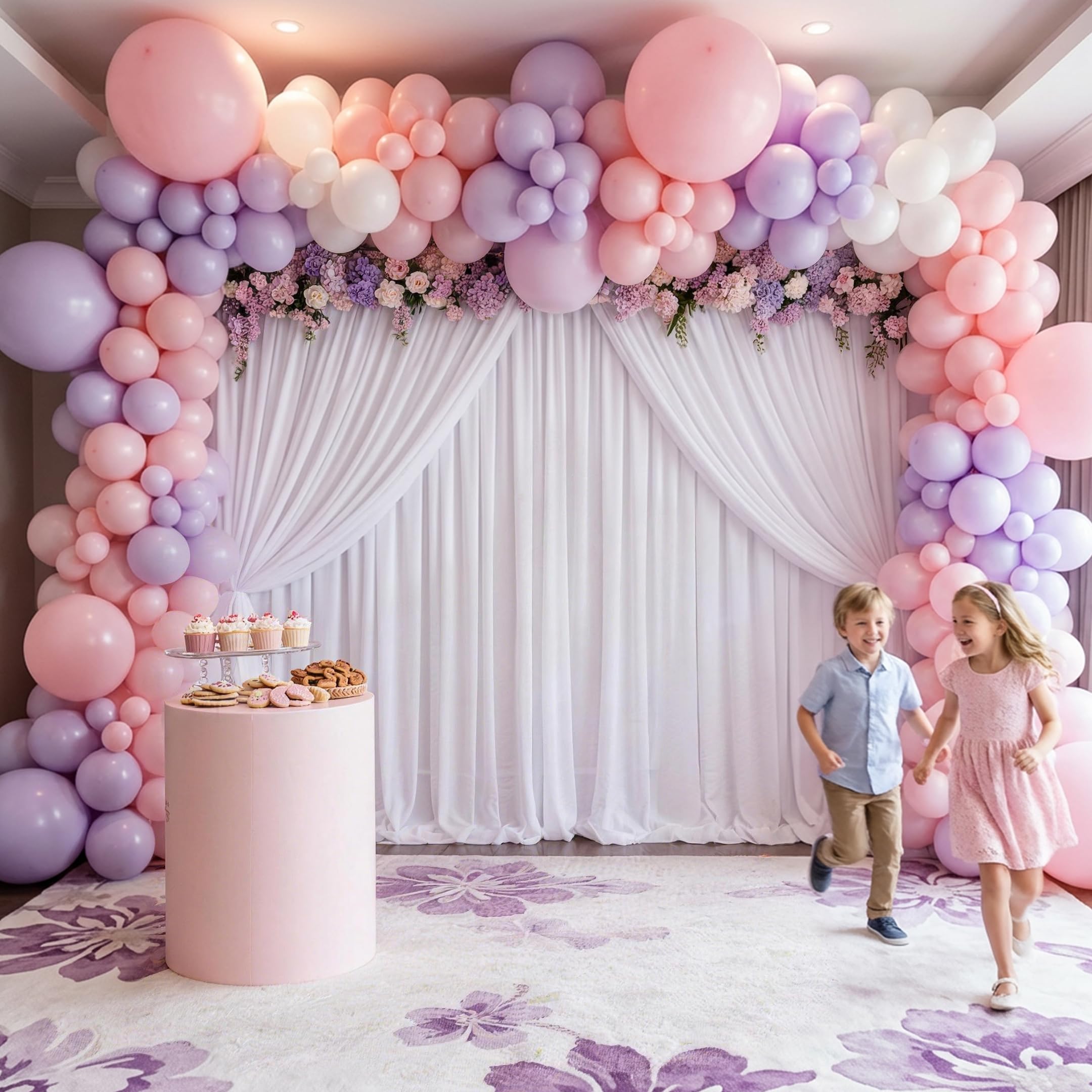 Tissu de Fond Toiles de Fond de Mariage pour Anniversaire (Blanc, 6x3M)