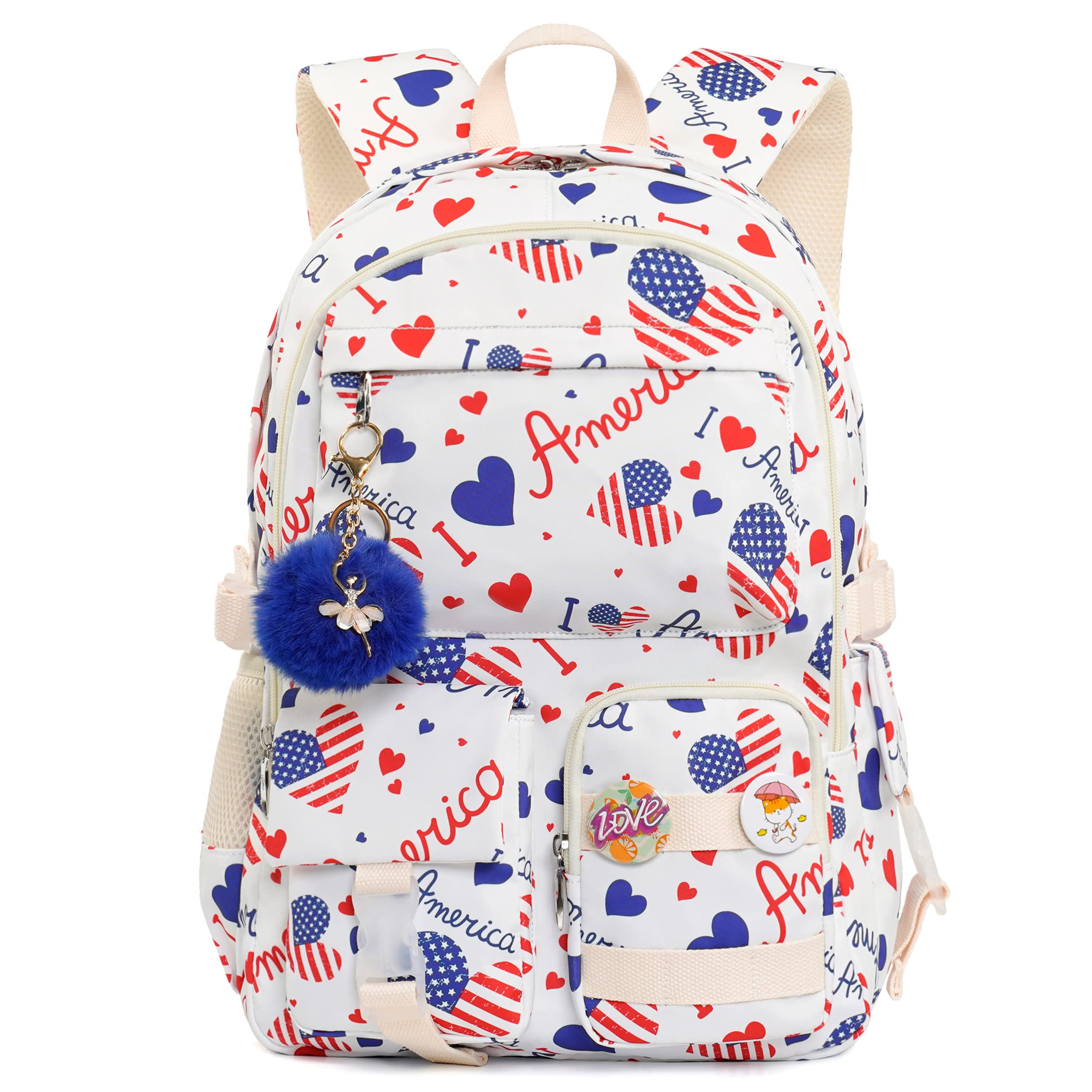 Hidds Zaino per computer portatile, 39 cm, per scuola, università, viaggi, grandi libri, per adolescenti, ragazze, donne, studenti, Beige, Regular, Zaini scuola, zaino universitario, zaini, zaino da