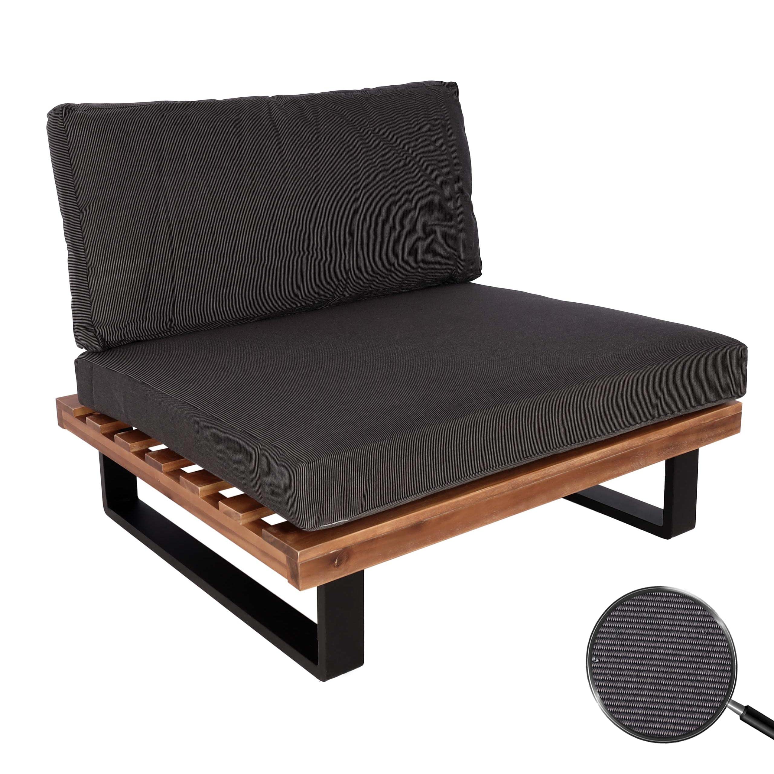 Mendler HWC-H54 - Sillón de jardín (madera de acacia, aluminio con certificado FSC®, tapizado en gris oscuro)