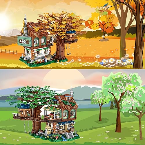 Miniatura 3 de NEWZACCIT Juego de juguetes modelo de ladrillos de casa de árbol, 4761 piezas de construcción y exhibición de bloques para adolescentes y niñas a