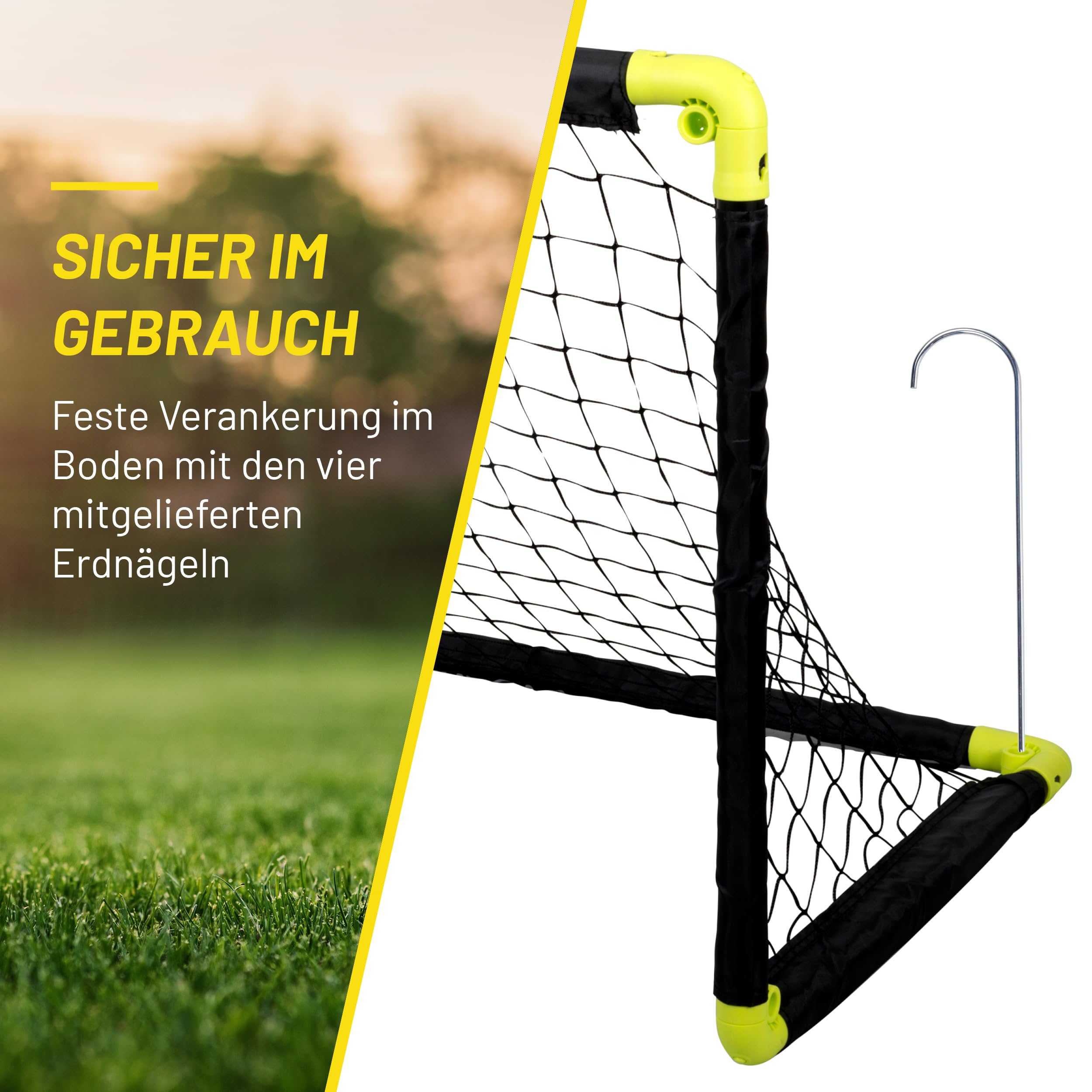 Dunlop Fußballtor - Fussballtor - Faltbares fußball Tor - Fussballtore für Garten Kinder - Fussball Trainingszubehör für Innen und Außen - Schwarz/Gelb