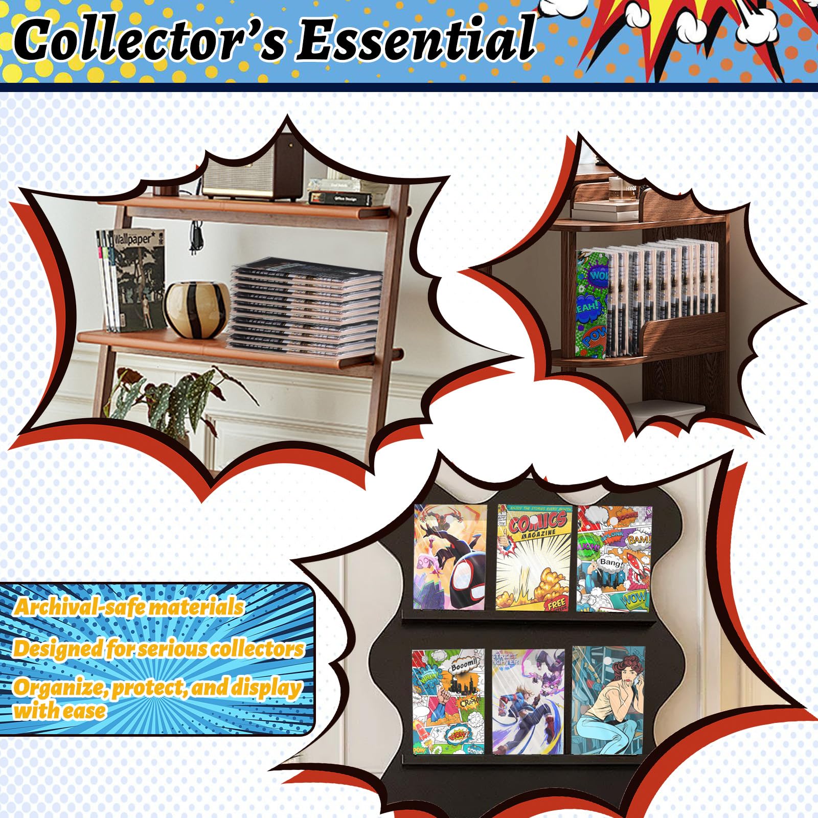 LOTMER 20 Sets Current Comic Book Bags and Boards 20ct Thickened 27PT Comic Book Backing Boards 20ct Acid-Free Clear Protector Comic Book Sleeves for Collectors, Regular Comics Magazine Storage