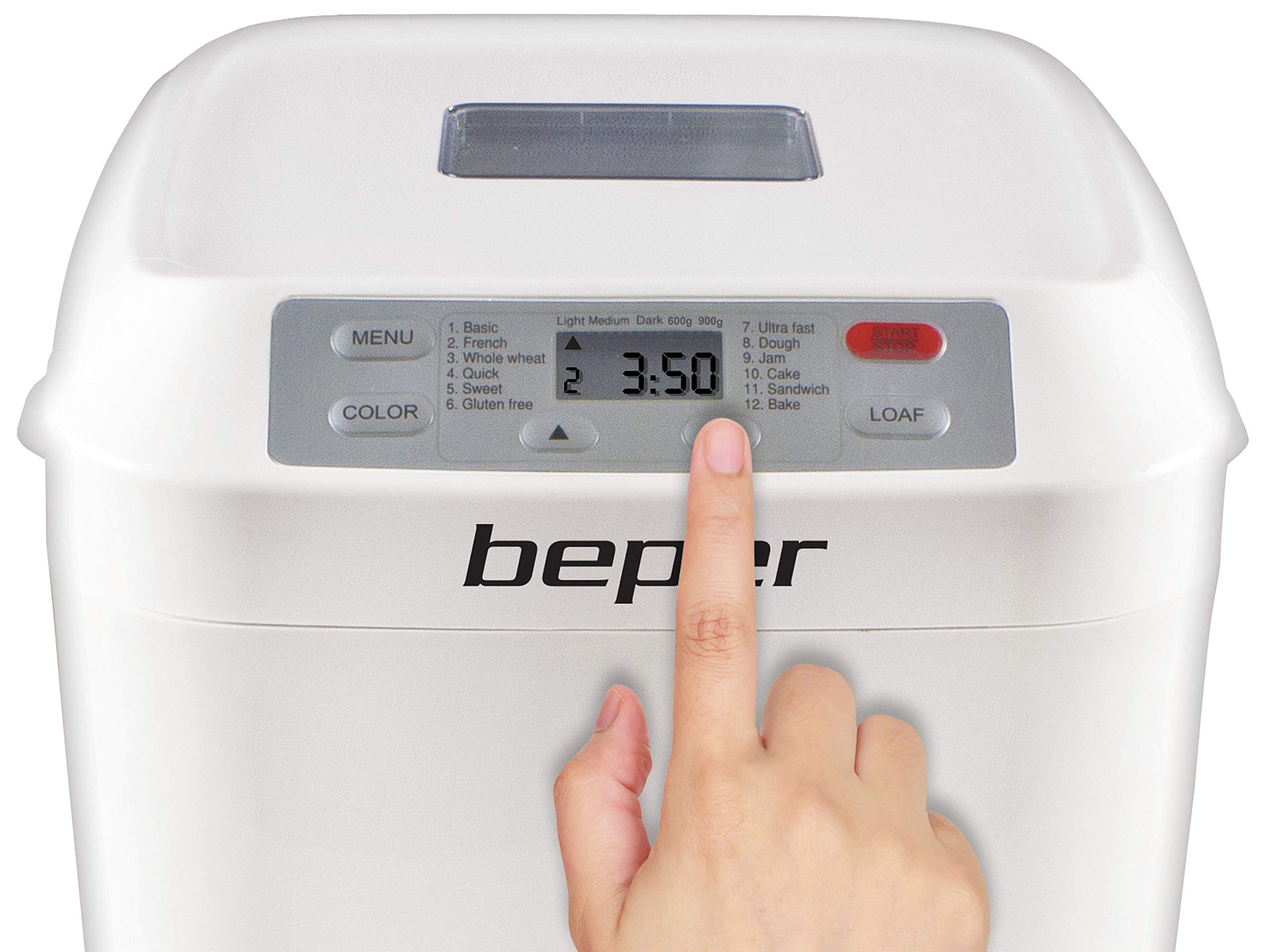 BEPER BC.130 Macchina per Il Pane Gluten Free, 550 W, 1 Kilogram, Recipiente Antiaderente, Bianca